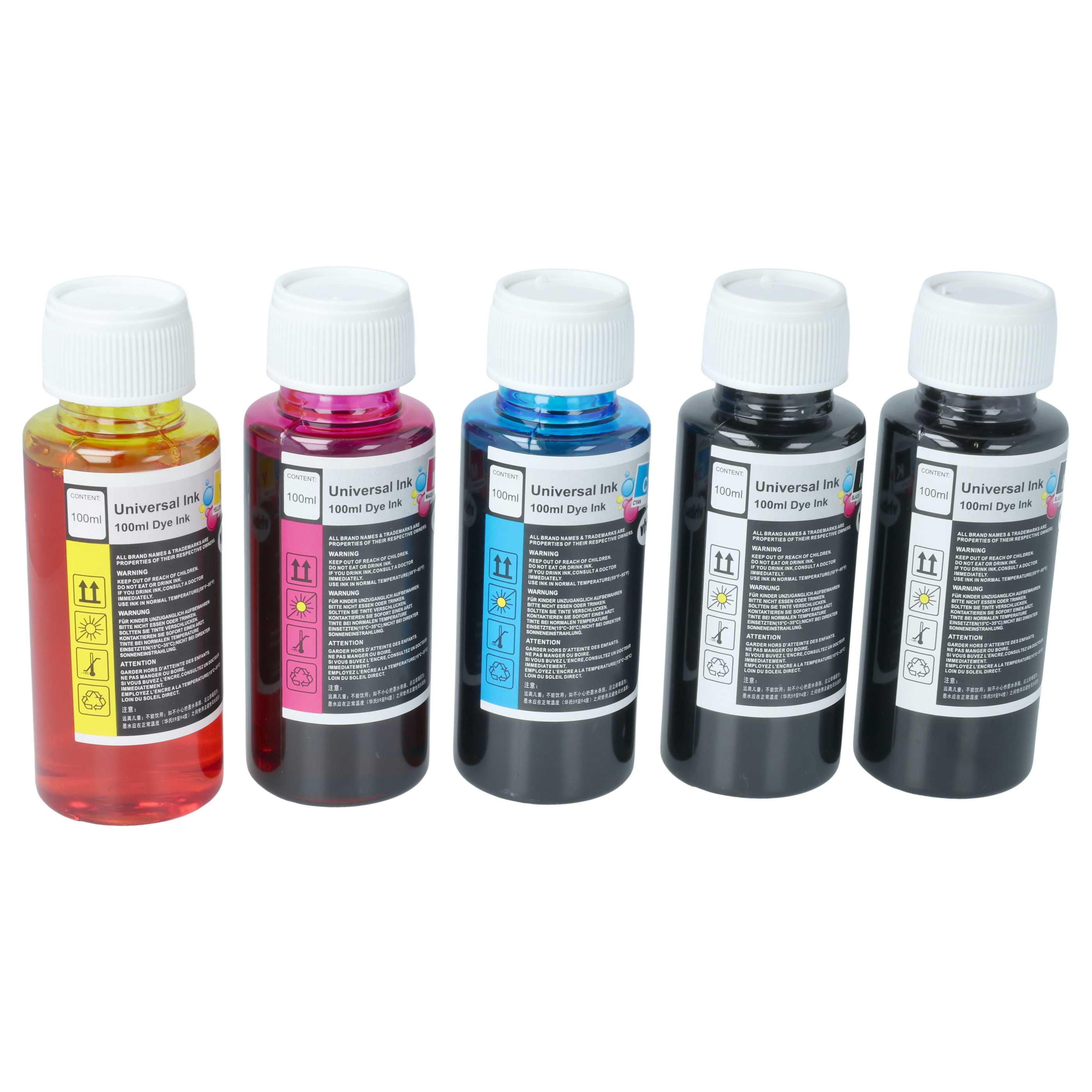 5x Ricarica inchiostro multicolore per stampante , Canon HP da 100ml