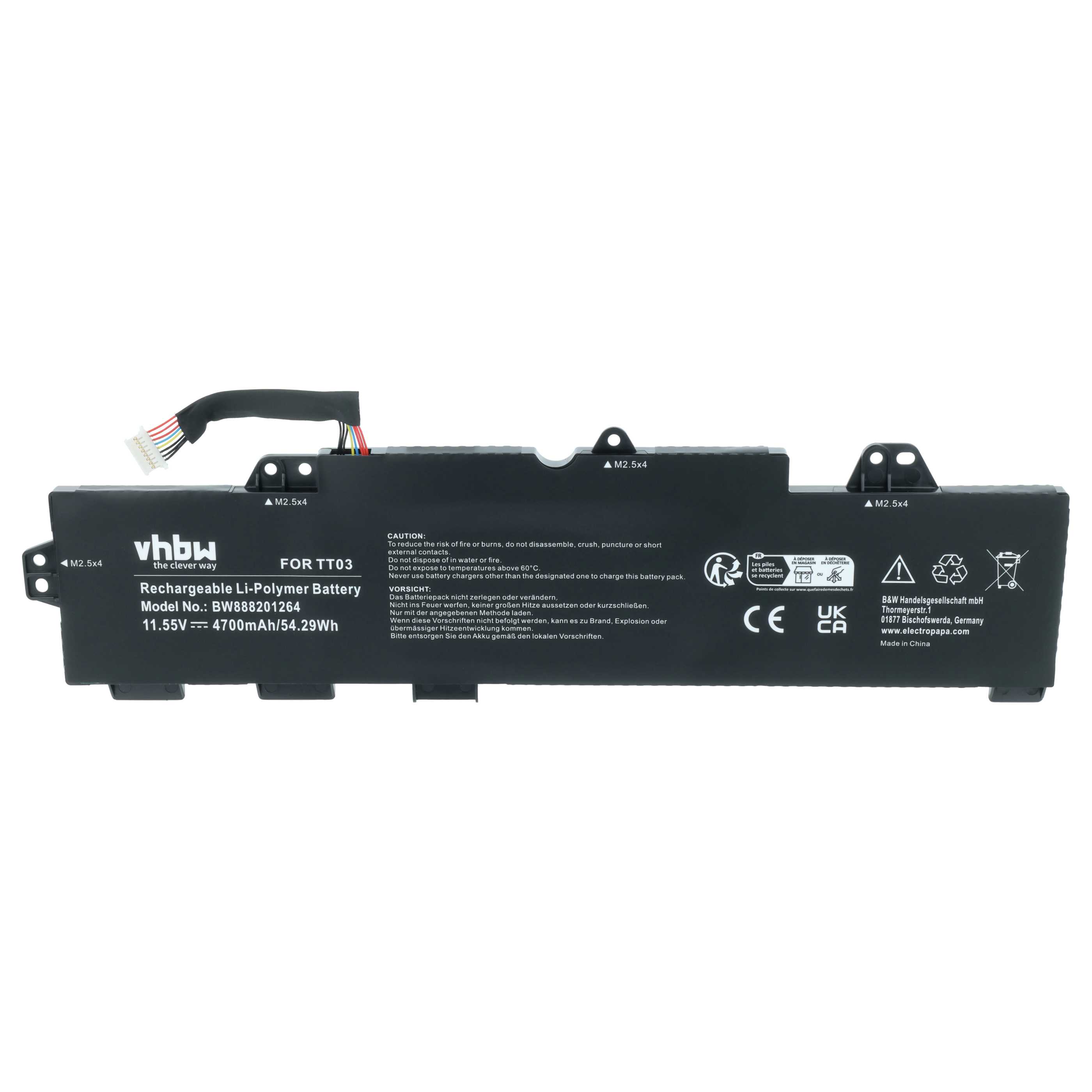 Akumulator do laptopa zamiennik HP 932824-2C1, 932824-1C1, 3RS08UT#ABA - 4700 mAh 11,55 V LiPo, czarny