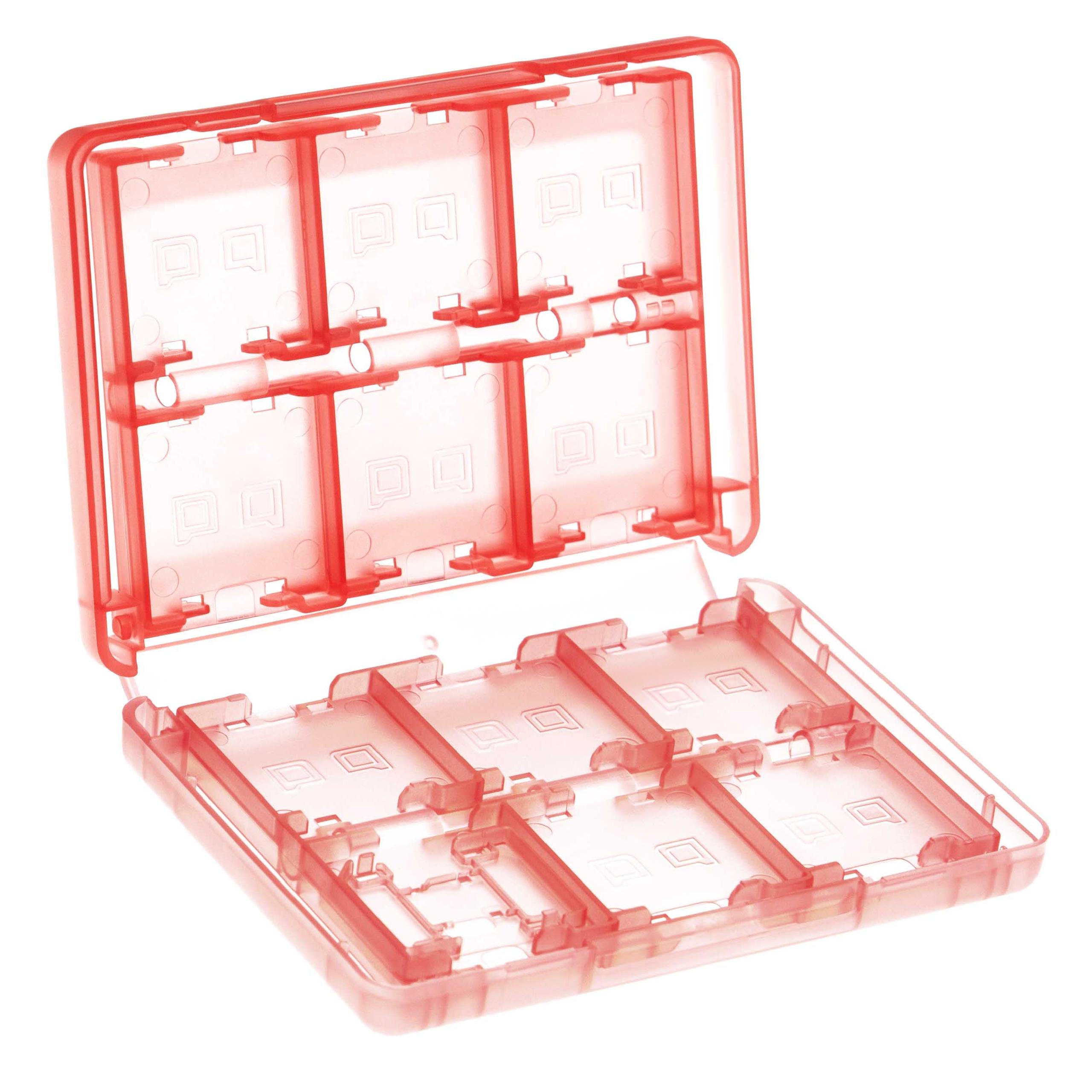 Carrying Case for Console Games and Memory Cards suitable for Nintendo 3DS - plastic, transparent / red