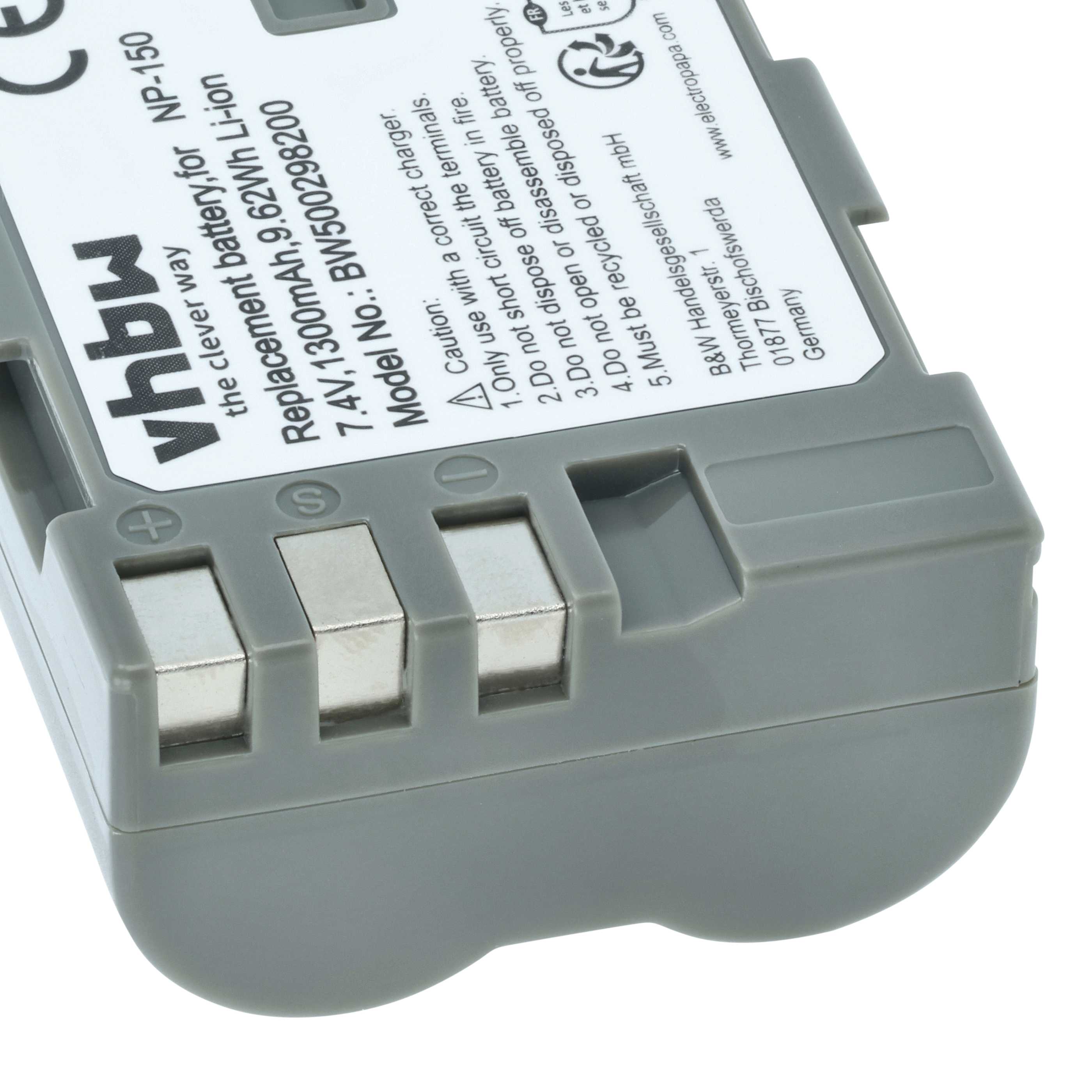 Battery replaces Fuji NP-150 - 1300mAh, 7.2V, Li-Ion
