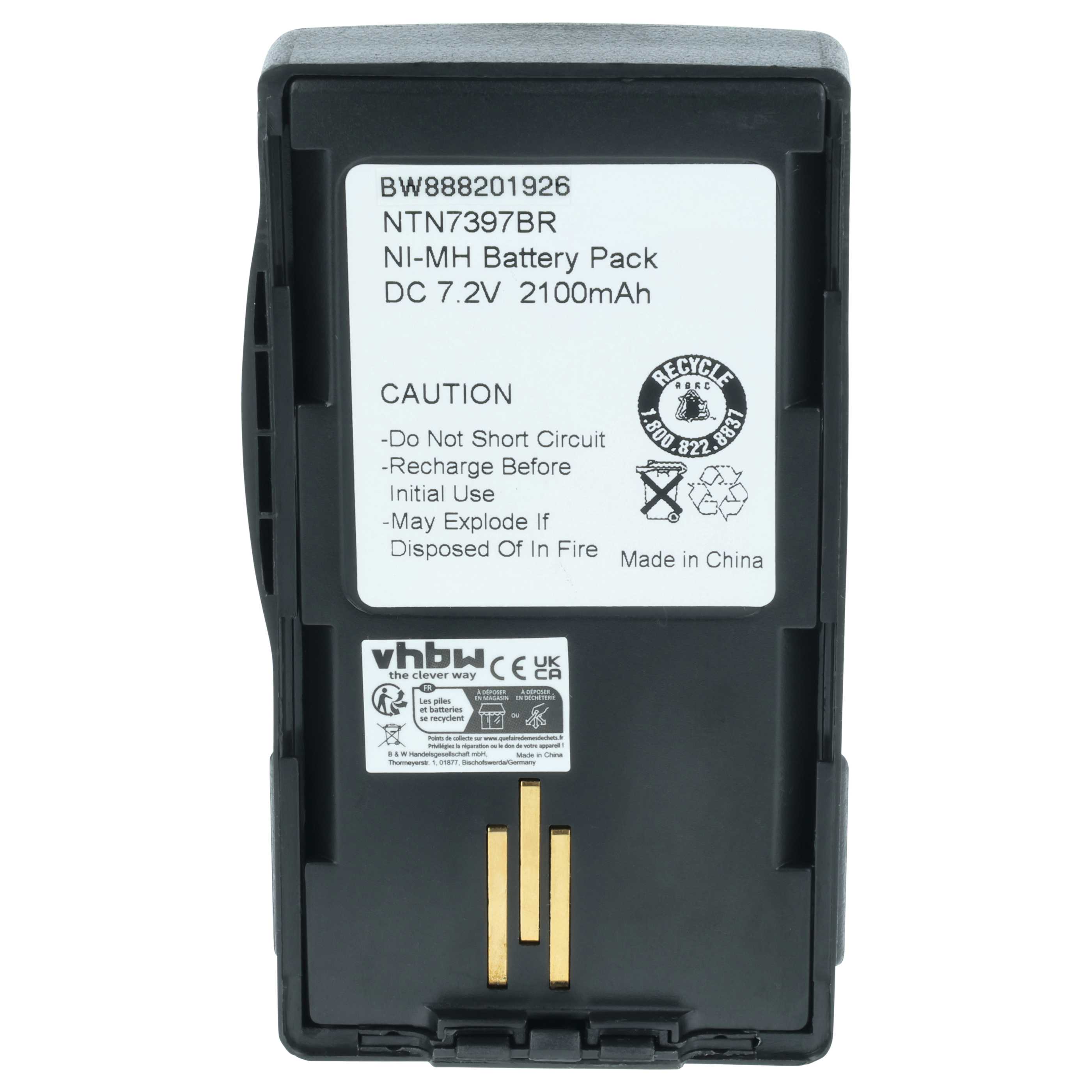 Radio 2x Battery replaces Motorola NTN7394, NTN7394AR, NTN7394A, NTN7394B, NTN7394AS - 2100 mAh 7.2 V NiMH