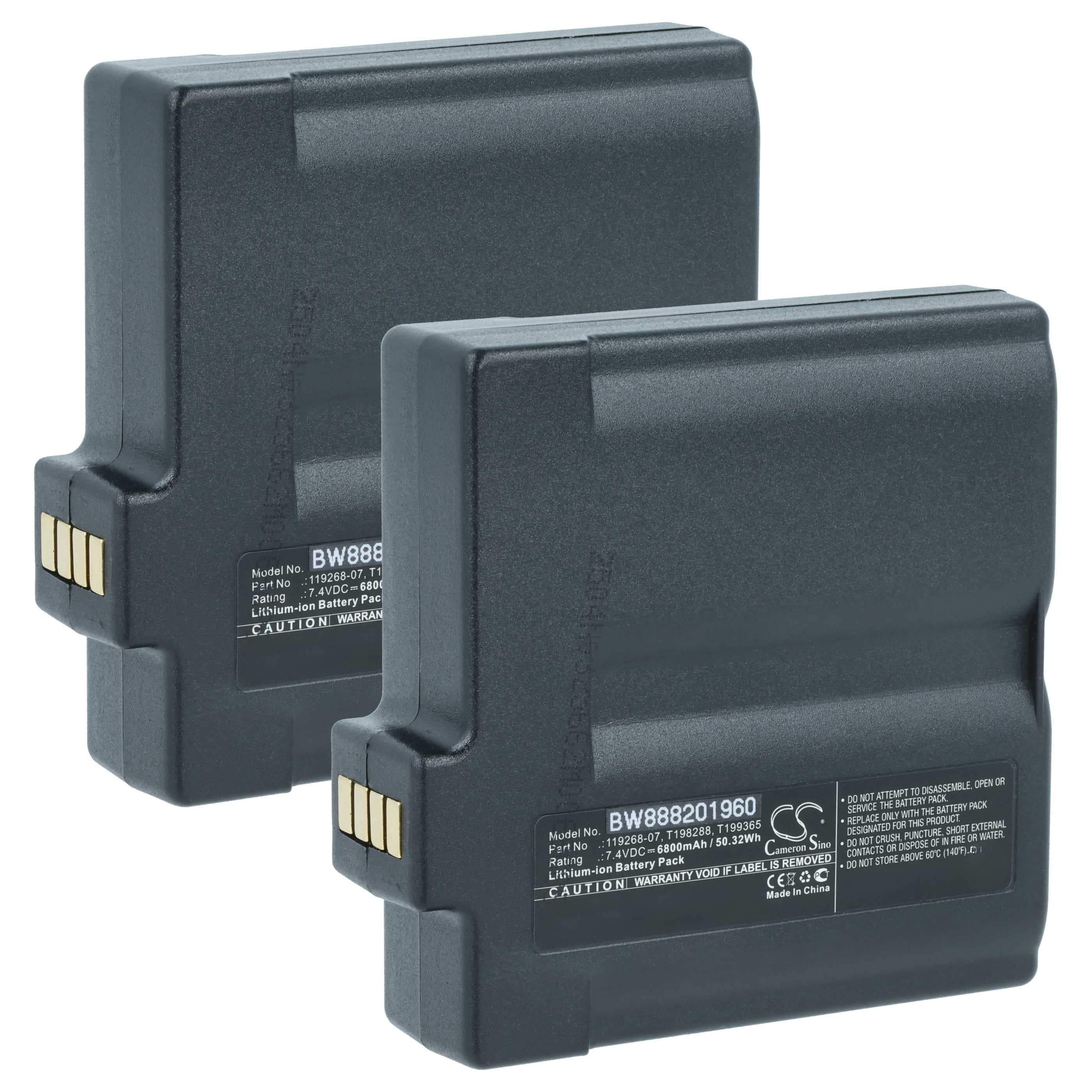 2x Batteria per termocamera sostituisce Flir T198288, 119268-07, T199365AAC, T199365 - 6800mAh 7,4V Li-Ion
