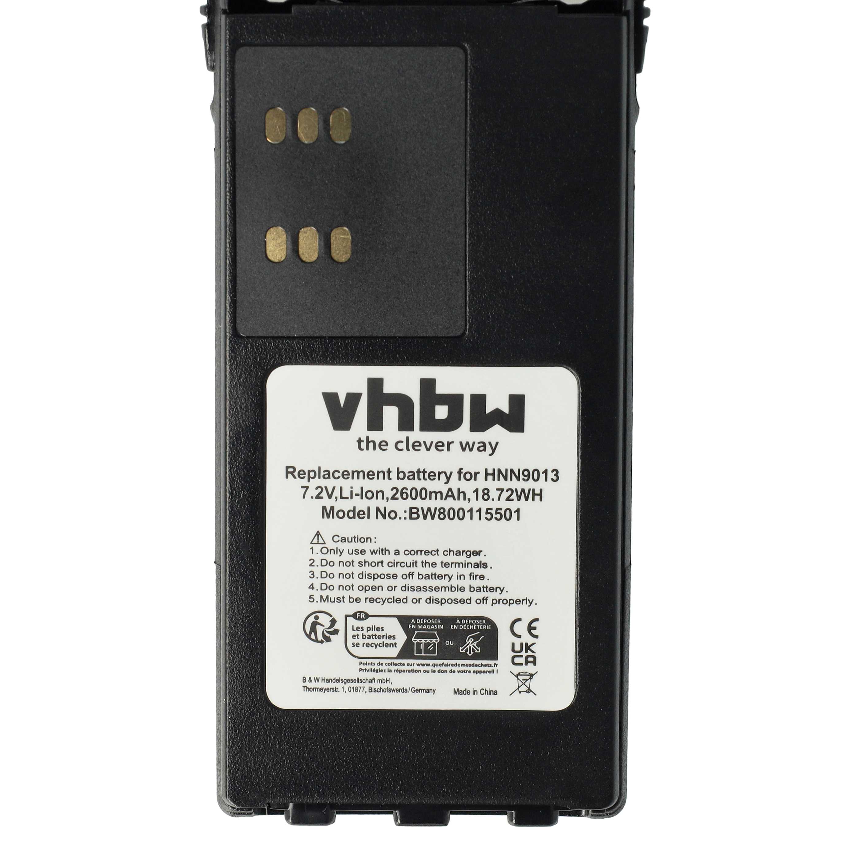 Radio 10x Battery replaces Motorola HMNN4151, HMNN4154, HNN4001, HMNN4158, HMNN4159 - 2600 mAh 7.4 V Li-Ion