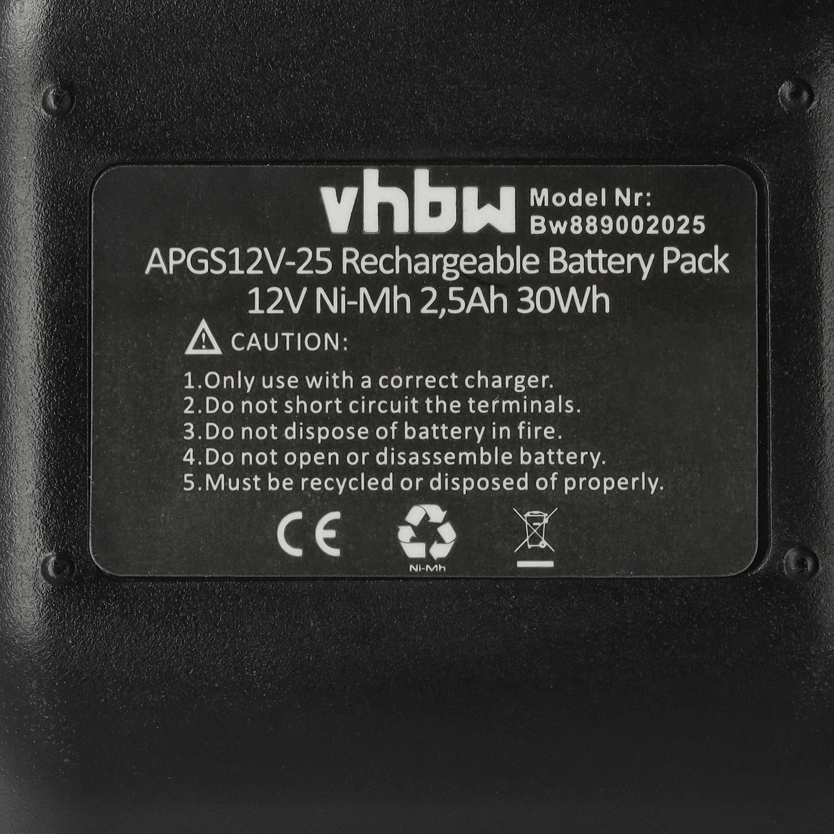 Batteria sostituisce Gesipa CPT12/2 EHD per attrezzo - 2,5Ah 12V NiMH