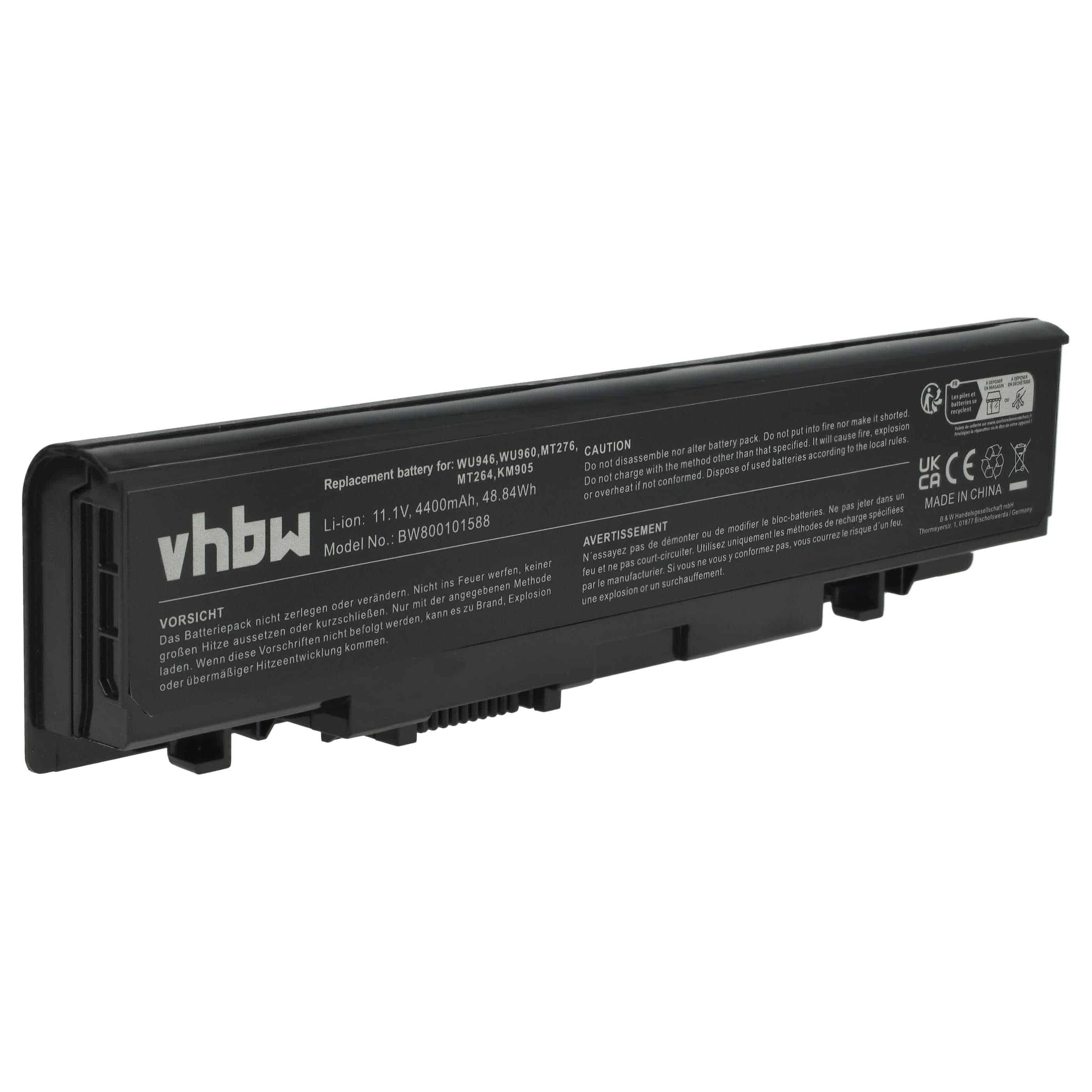 Batterie remplace Dell A2990667, 312-0701, 312-0702 pour ordinateur portable - 4400mAh 11,1V Li-ion, noir