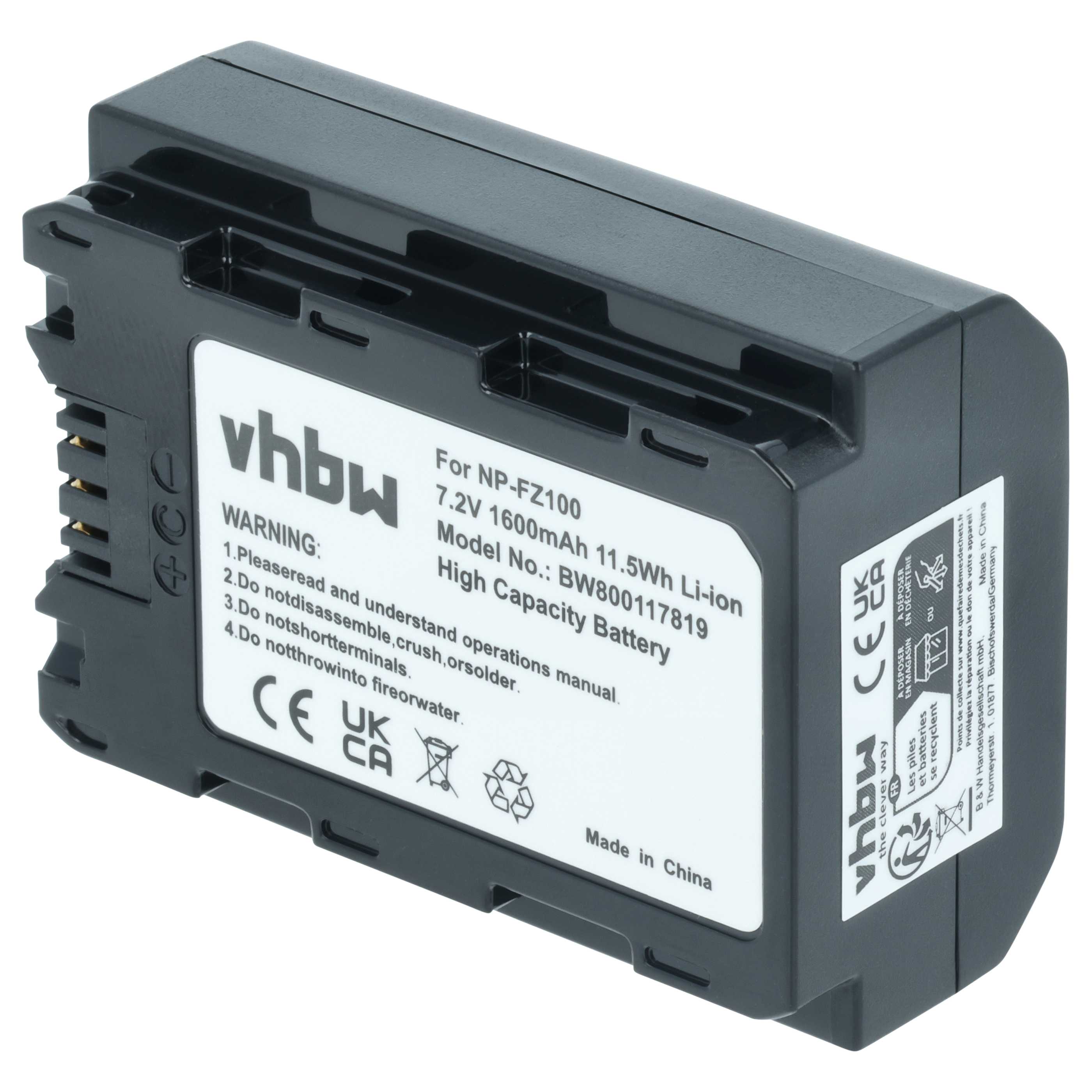 2x Batería reemplaza Sony NP-FZ100 para cámara (1600 mAh, 7,2 V, Li-Polímero)