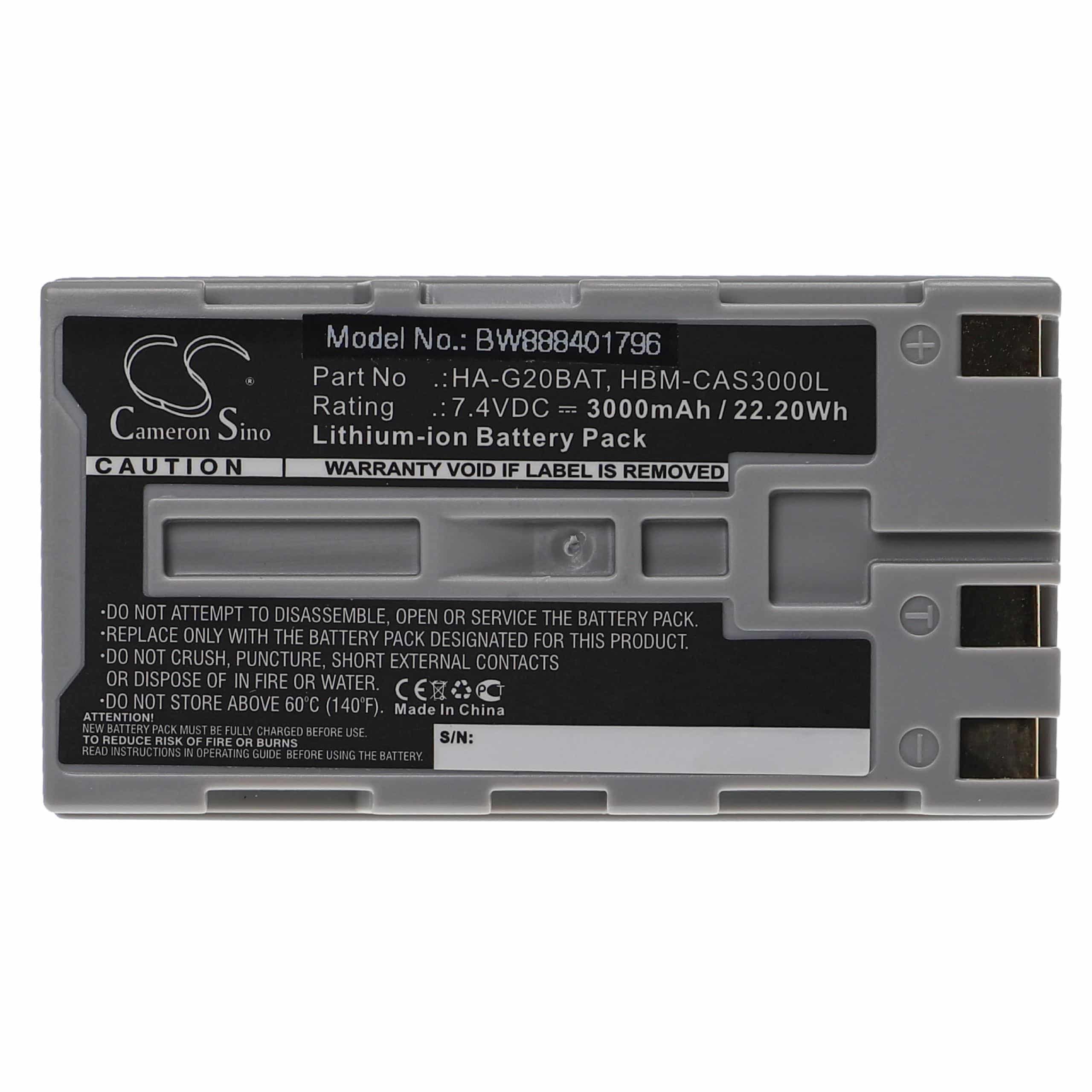 Batería reemplaza Casio HA-G20BAT, FJ50L1-G para escáner de código de barras Hioki - 3000 mAh 7,4 V Li-Ion