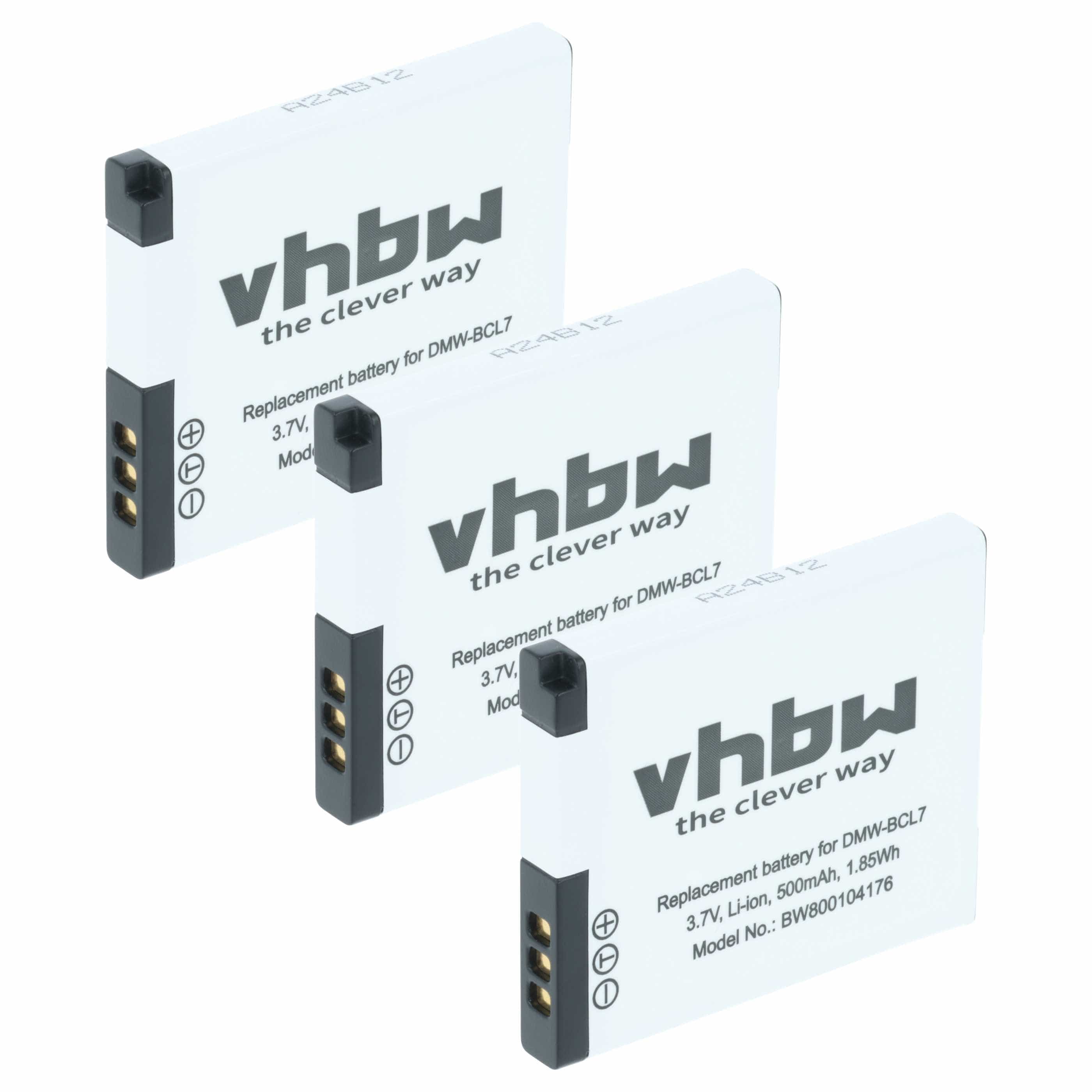 3x Battery replaces Panasonic DMW-BCL7, DMW-BCL7E - 500mAh, 3.6V, Li-Ion