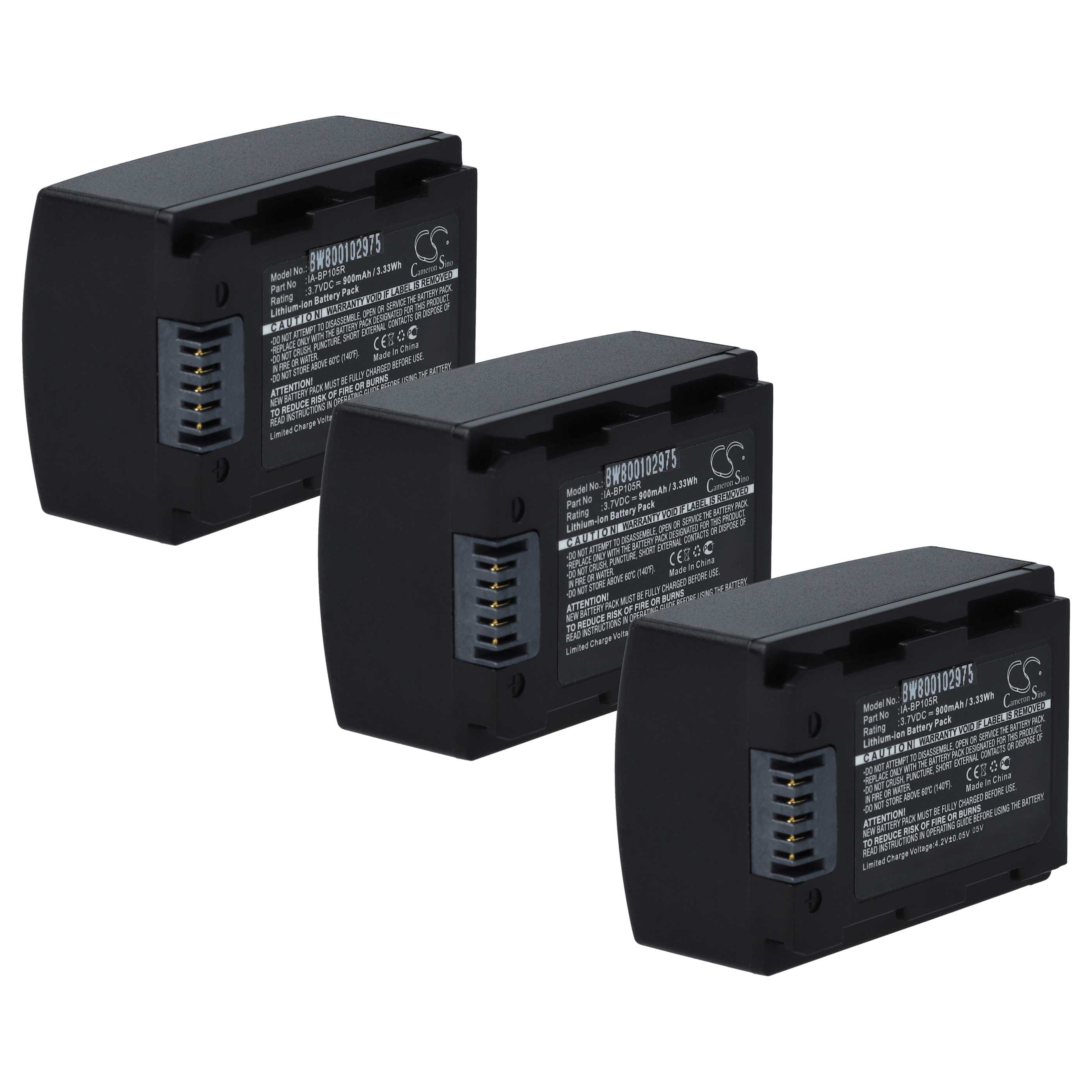 Videocamera 3x Battery replaces Samsung IA-BP105R - 1100 mAh 3.7 V Li-Ion