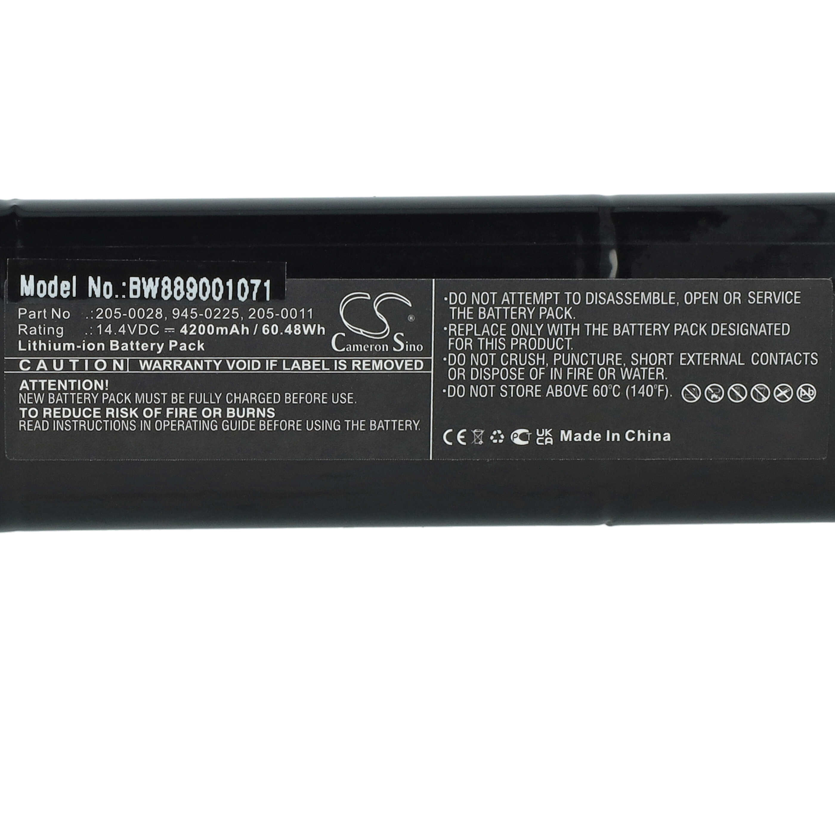 Battery replaces Neato 810841012076, 205-0011, 205-0013, 4INR19/65-2, 945-0225 for Neato 4200mAh, 14.4V, Li-Ion