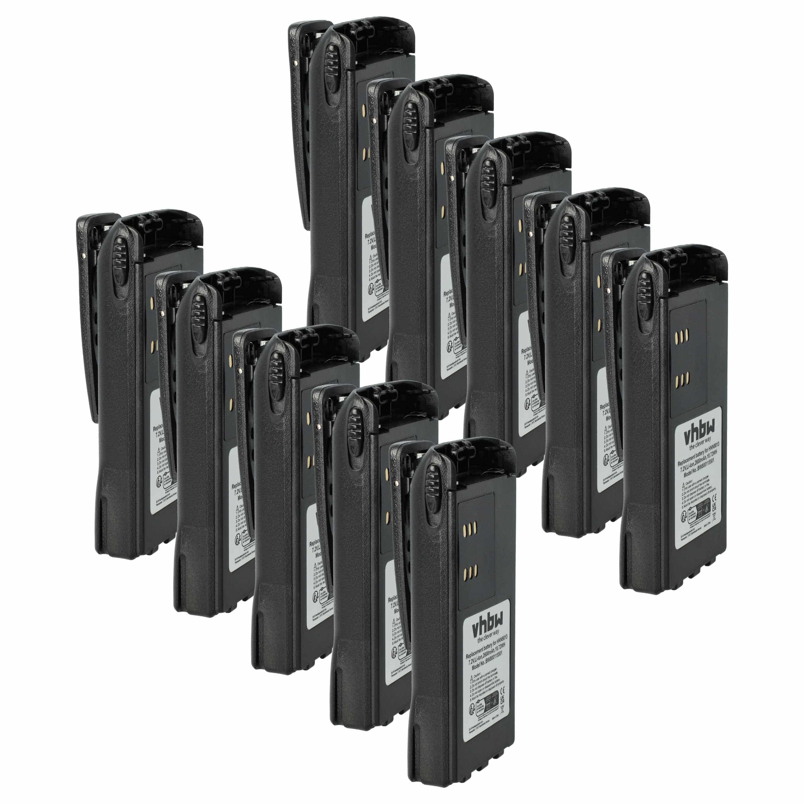 Radio 10x Battery replaces Motorola HMNN4151, HMNN4154, HNN4001, HMNN4158, HMNN4159 - 2600 mAh 7.4 V Li-Ion