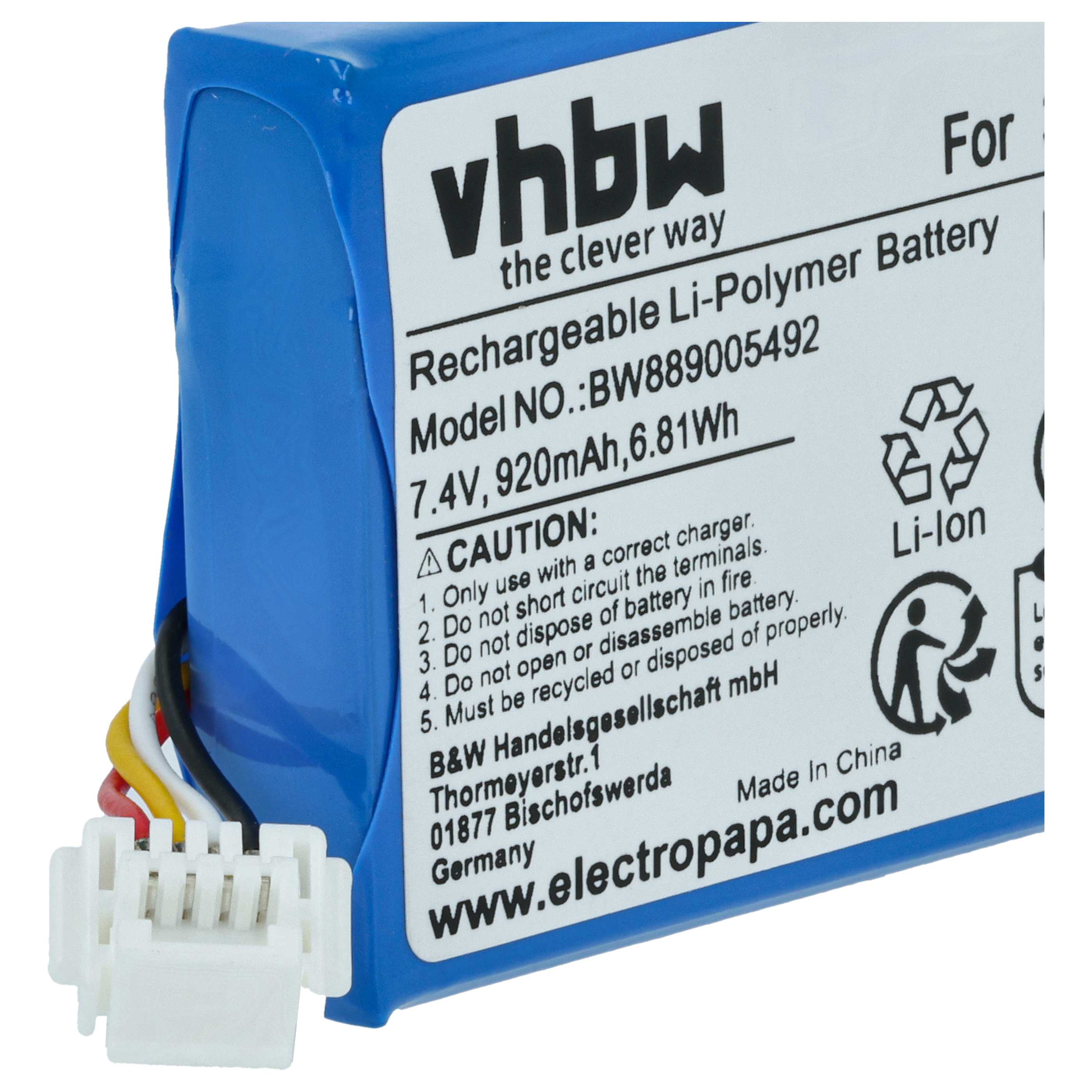 GPS Navigation-Akku als Ersatz für Garmin 361-00063-00 - 920mAh 7,4V Li-Polymer