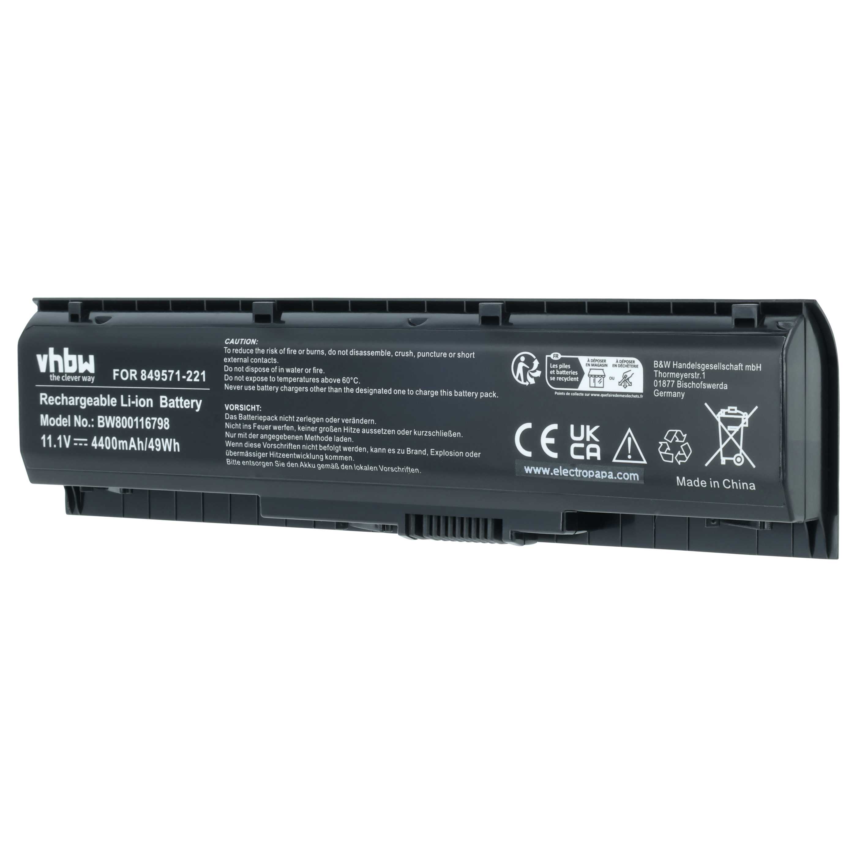 Akumulator do laptopa zamiennik HP 849571-221, 849571-251, 849571-241 - 4400 mAh 11,1 V Li-Ion, czarny
