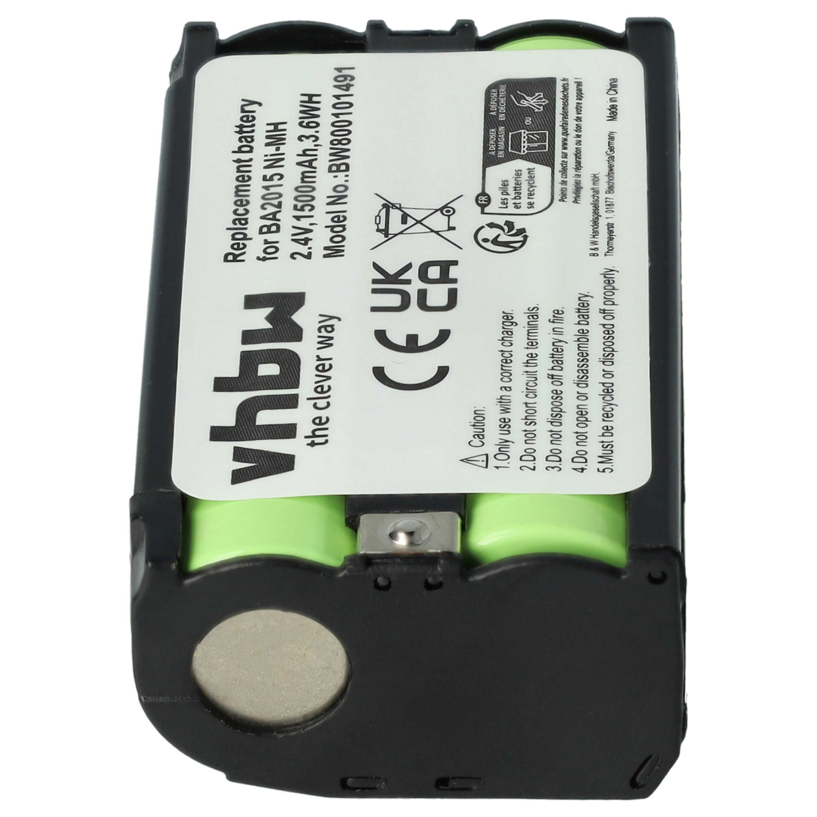 Batterie (2 pcs.) remplace Sennheiser BA2015, BA-2015 microphone - 1500mAh 2,4V NiMH