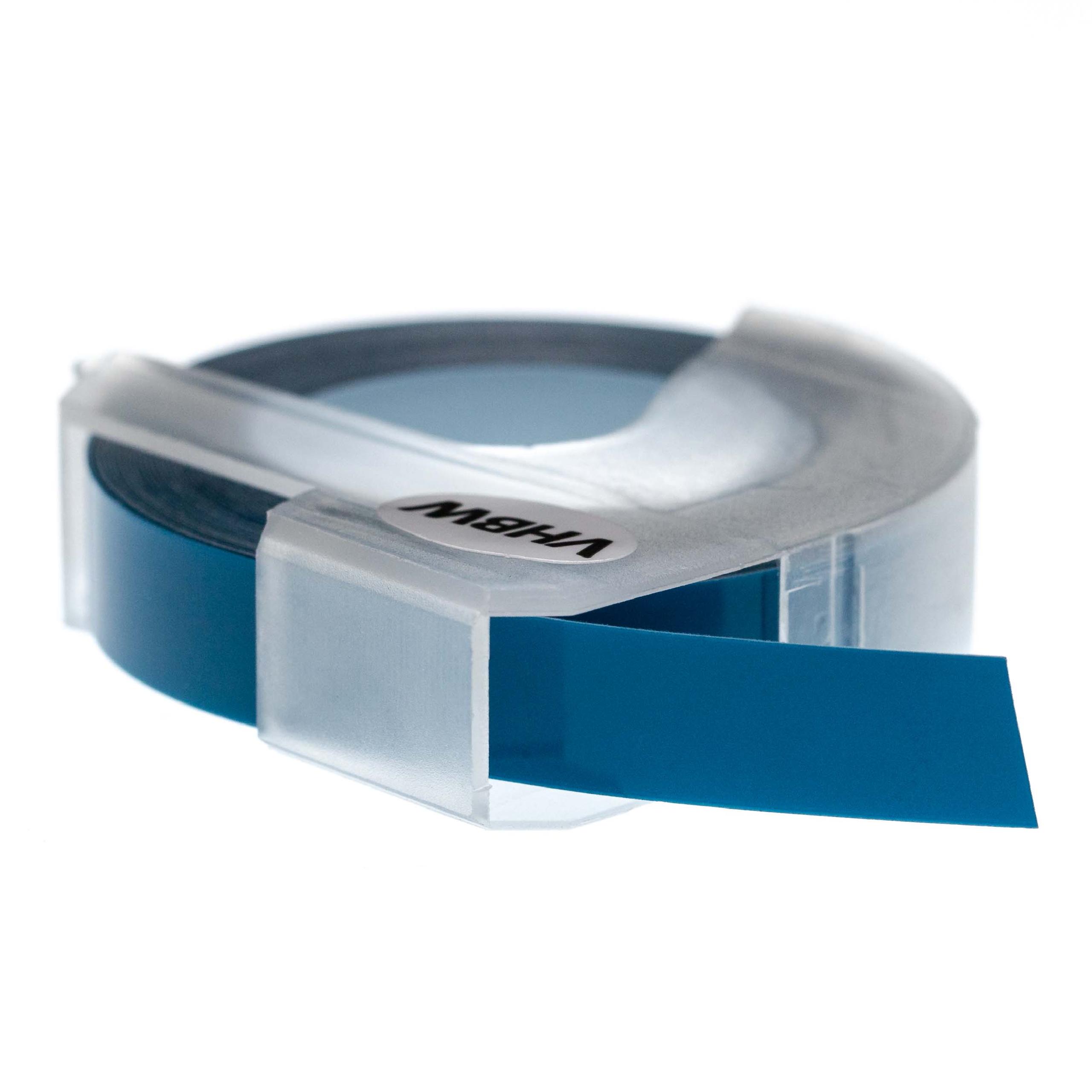 Cassette à ruban, gaufrage relief remplace Dymo S0898240, 0898240 - 9mm lettrage Blanc ruban Bleu fonçé