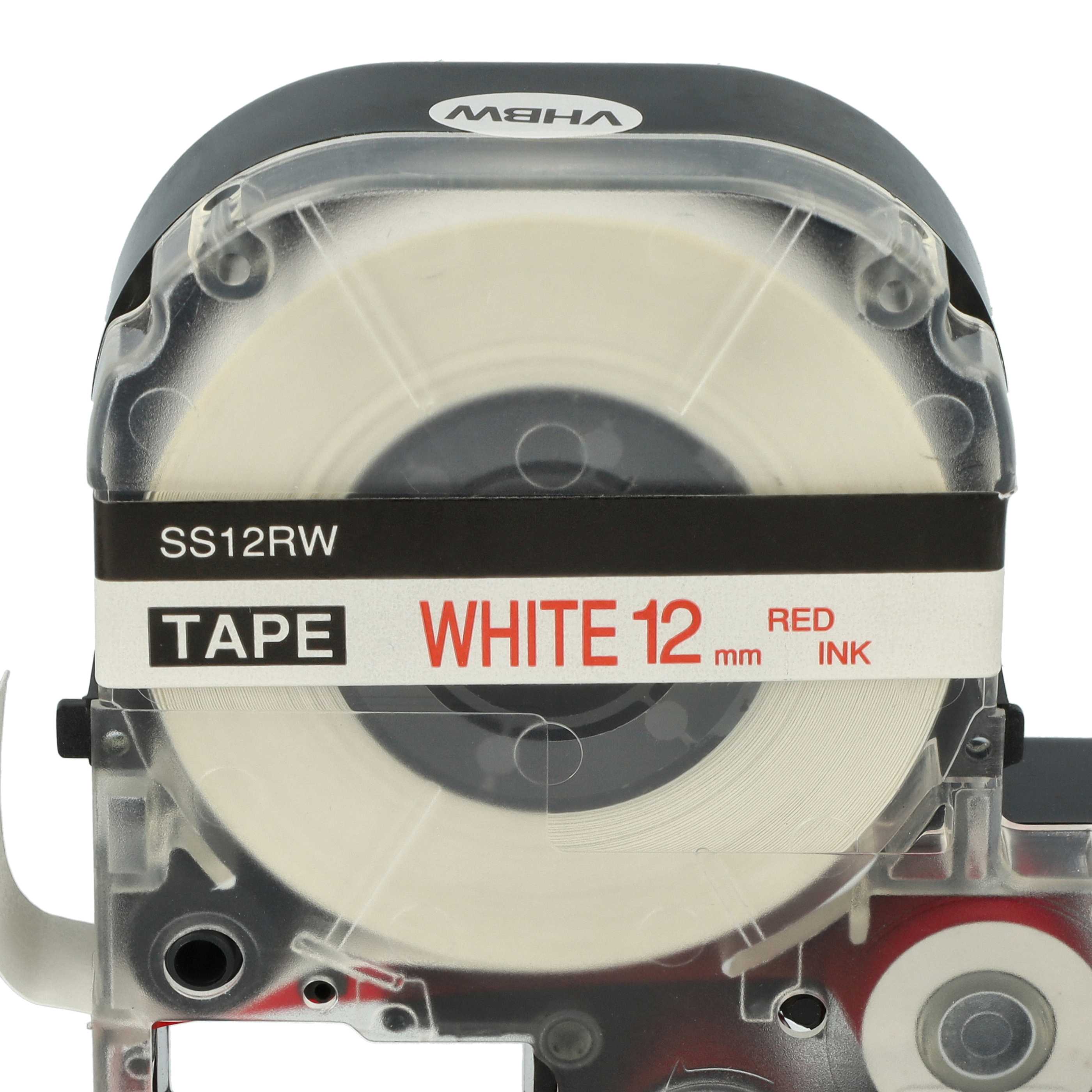 Label Tape replaces Epson LC-4WRN - 12 mm Red to White