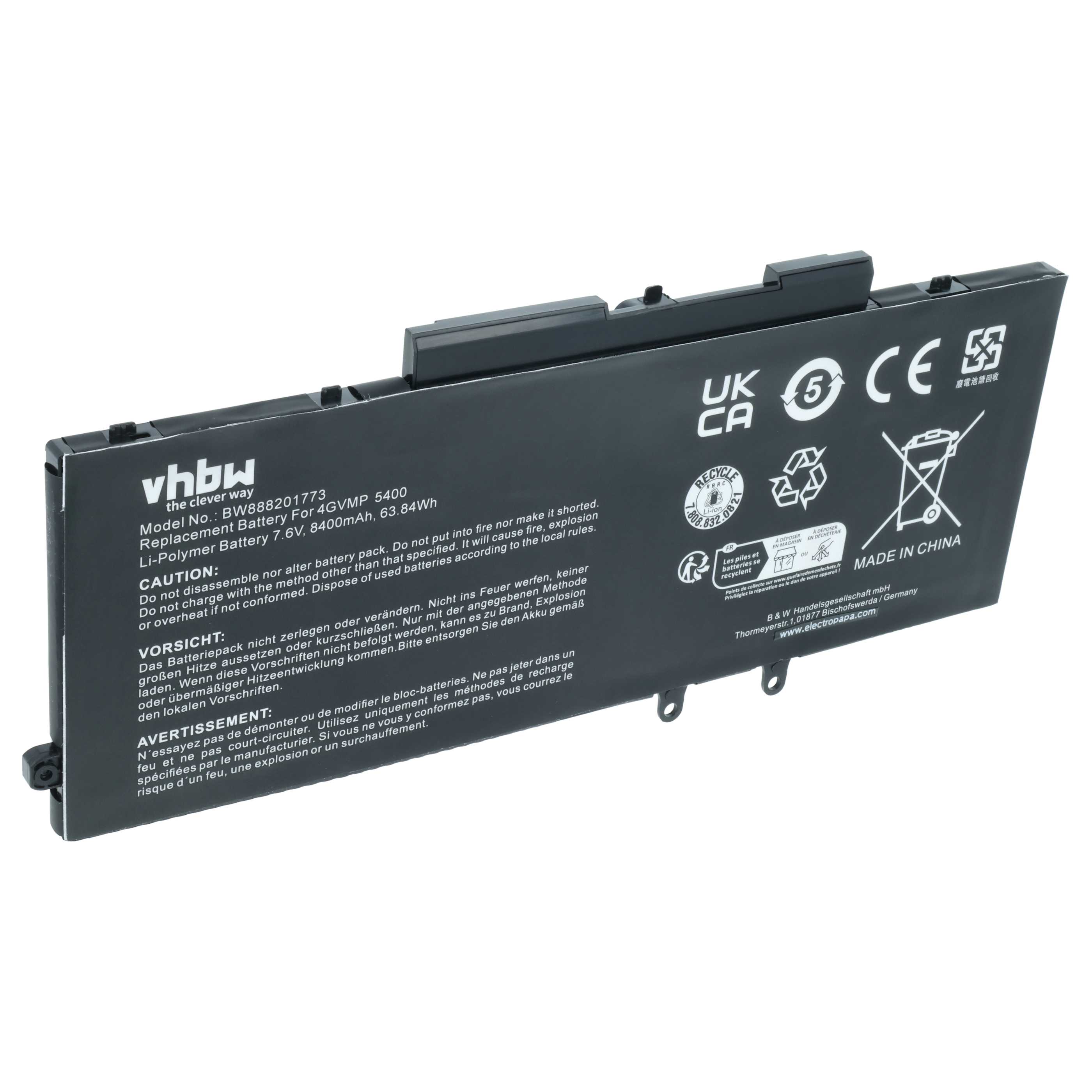 Akumulator do laptopa zamiennik Dell 09JRYT, 0C5GV2, 0X77XY, 4GVMP, X77XY - 8400 mAh 7,6 V Li-Ion, czarny