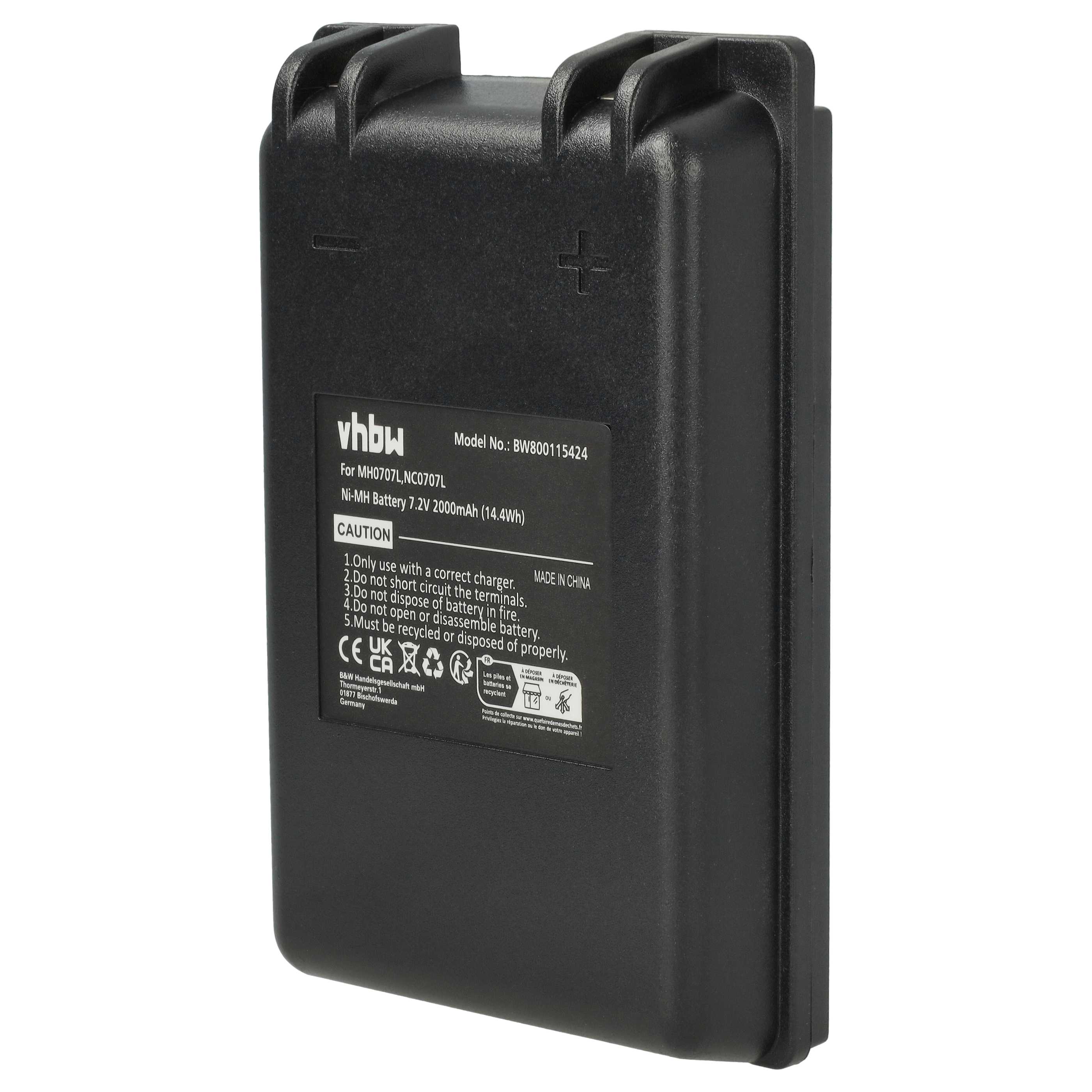 Battery (2 Piece) as Replacement for Autec MH0707L, NC0707L Remote Control - 2000 mAh 7.2 V NiMH