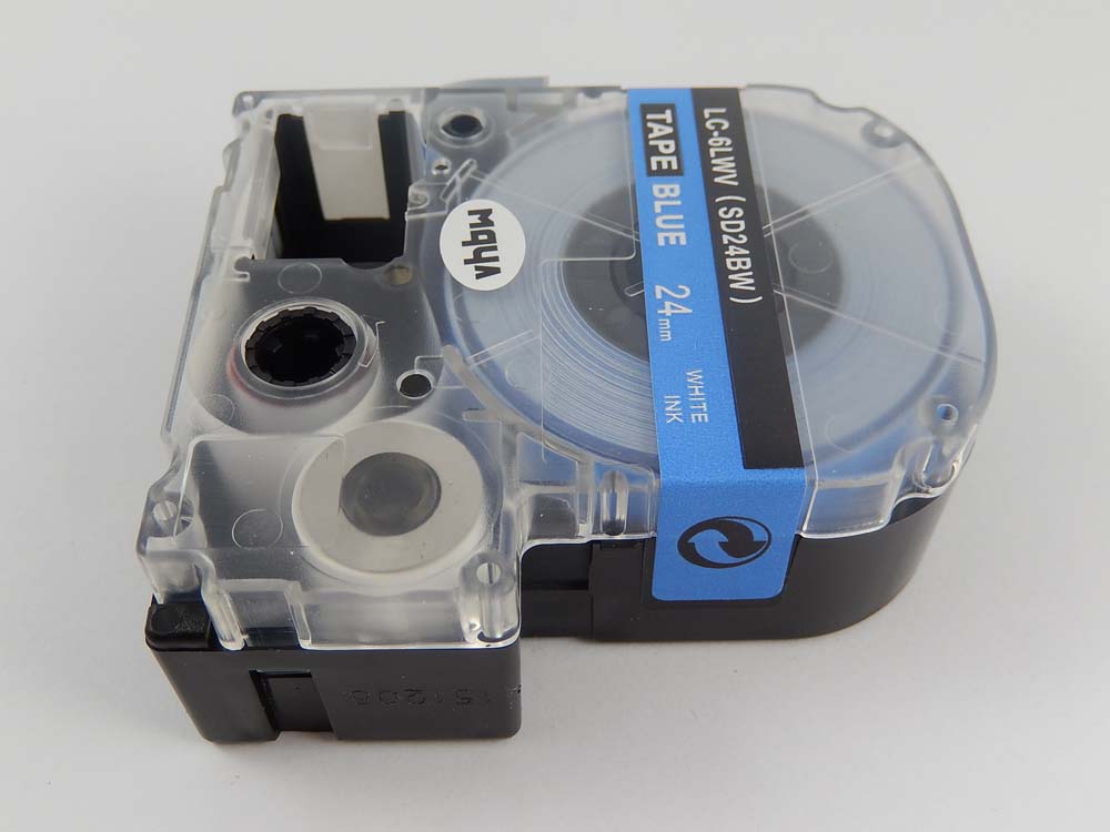 Cassette à ruban remplace Epson LC-6LWV - 24mm lettrage Blanc ruban Bleu