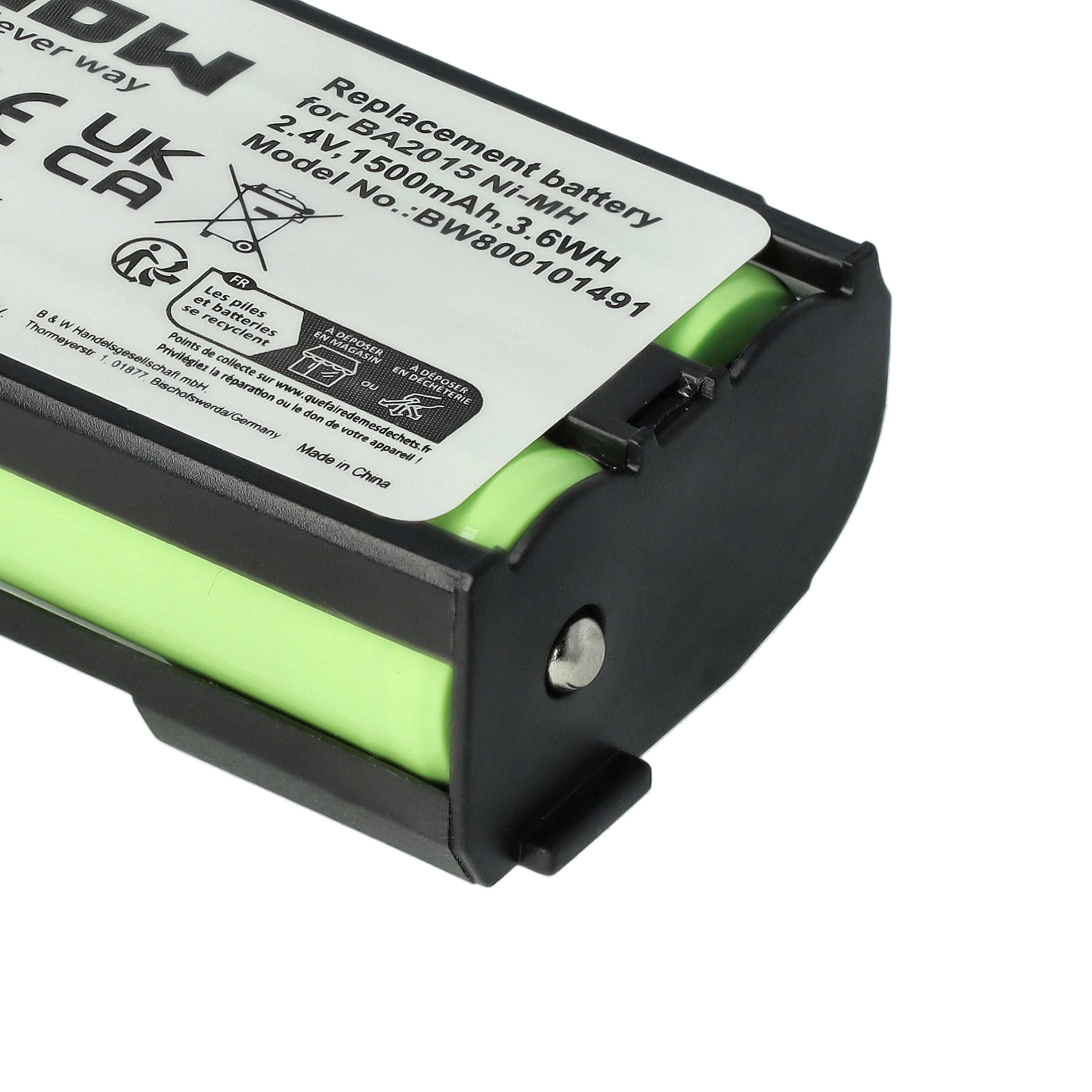 Batterie (2 pcs.) remplace Sennheiser BA2015, BA-2015 microphone - 1500mAh 2,4V NiMH