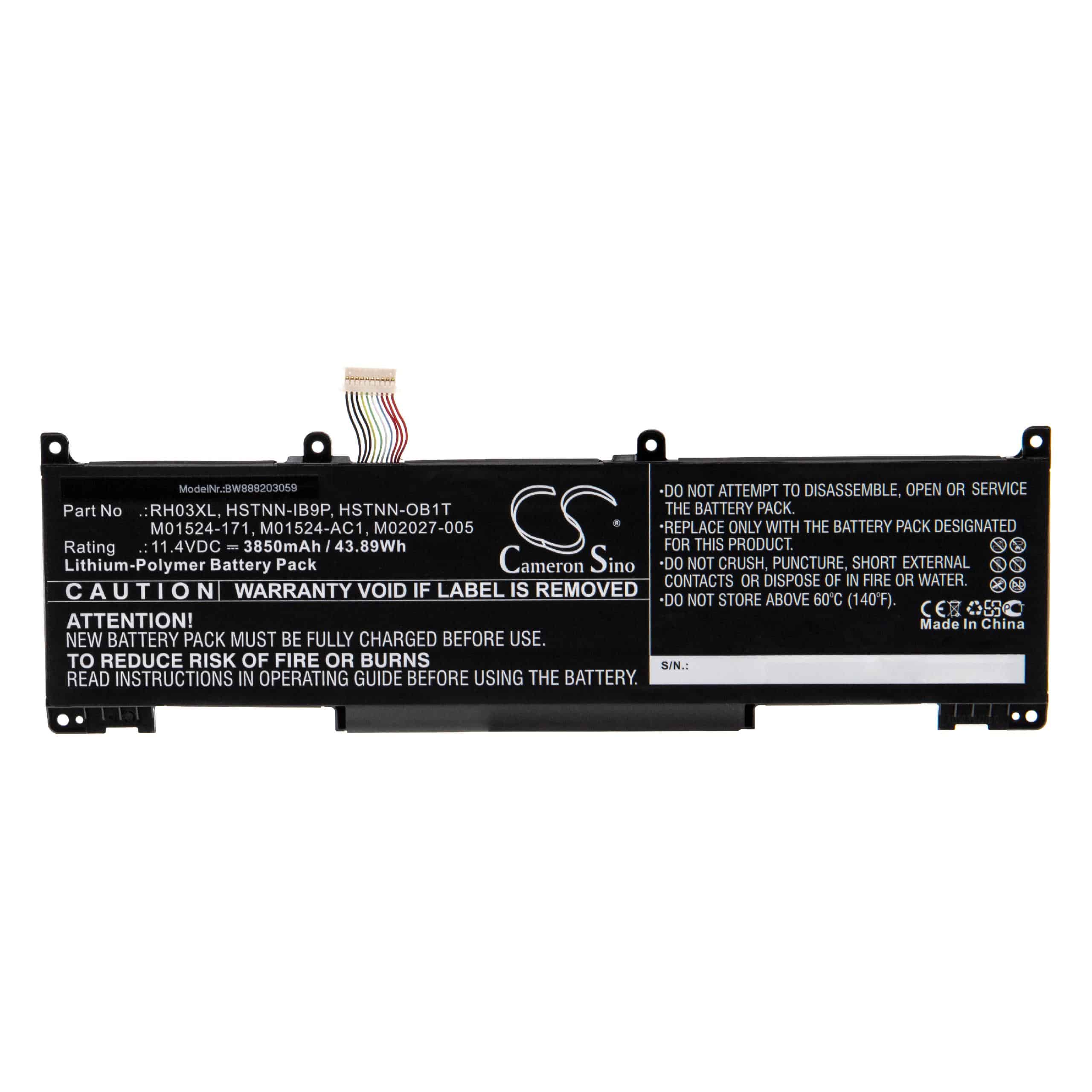 Notebook Battery Replacement for HP M01524-AC1, M01524-171, HSTNN-OB1T, HSTNN-IB9P - 3850mAh 11.4V Li-polymer