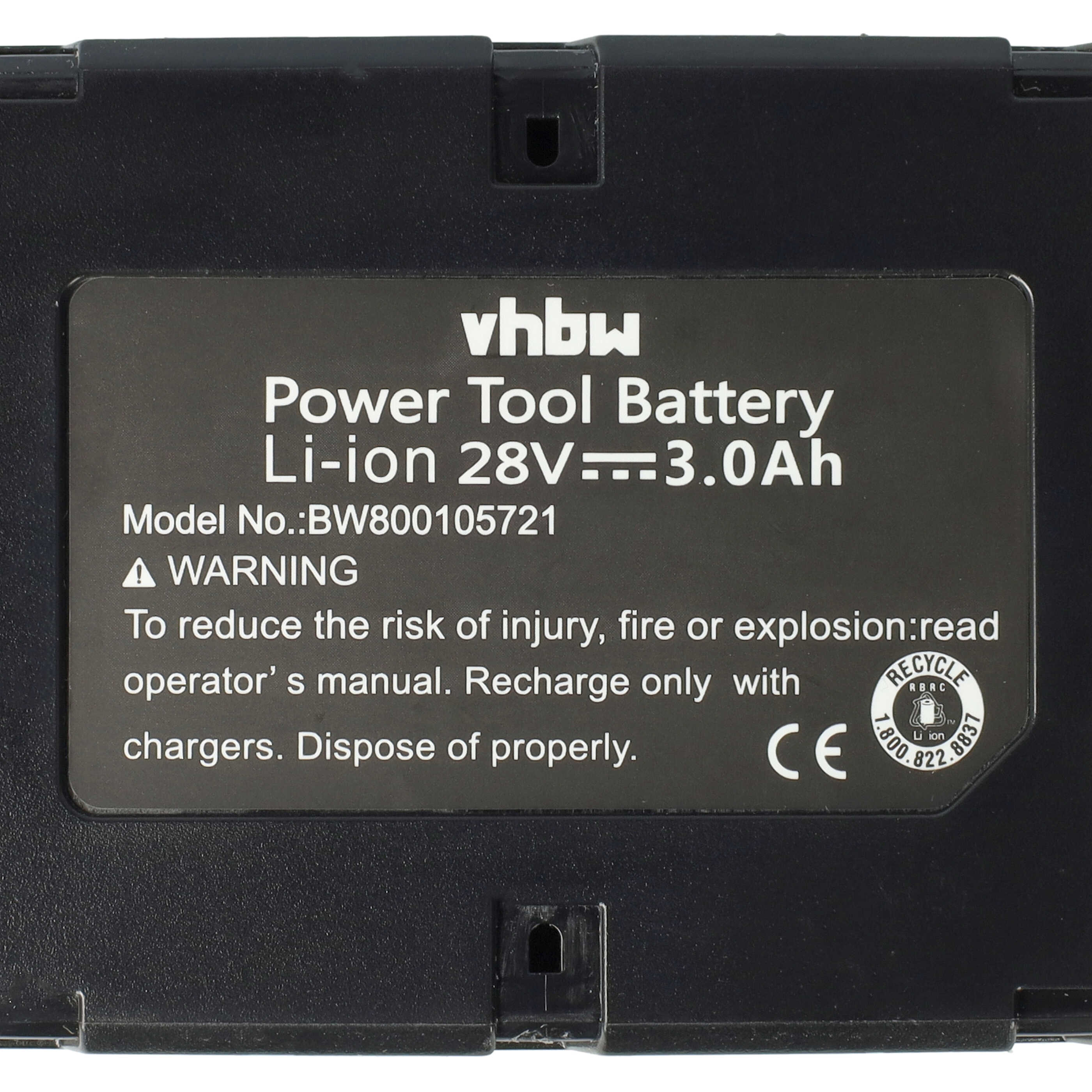 Battery replaces AEG Milwaukee 48-11-1830, 48-11-2850, 48-11-2830 Electric Power Tool - 3000 mAh, 28 V, Li-Ion