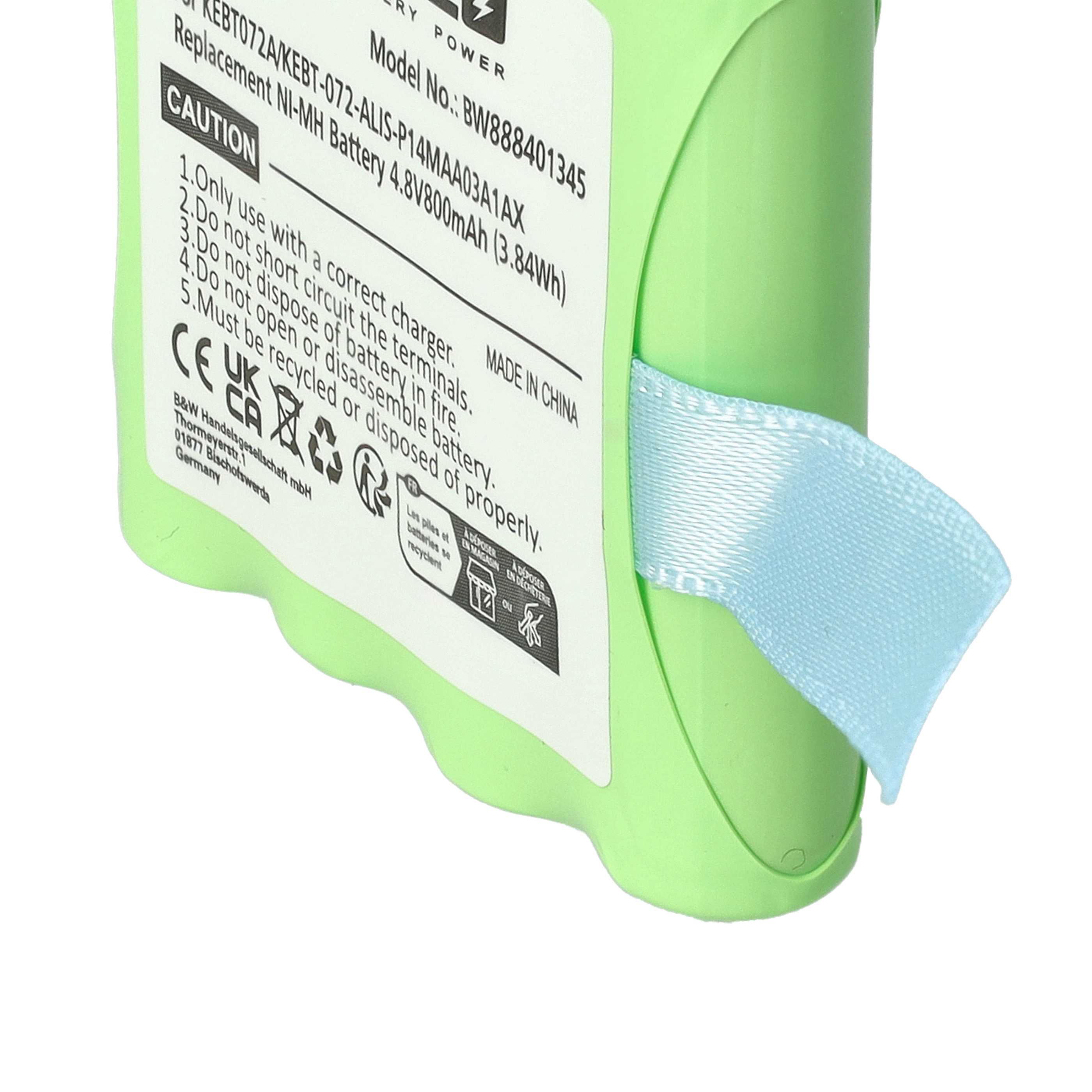 Radio 10x Battery replaces Midland KEBT072A, BATT4R, BATT-4R, KEBT-072-A - 800 mAh 4.8 V NiMH