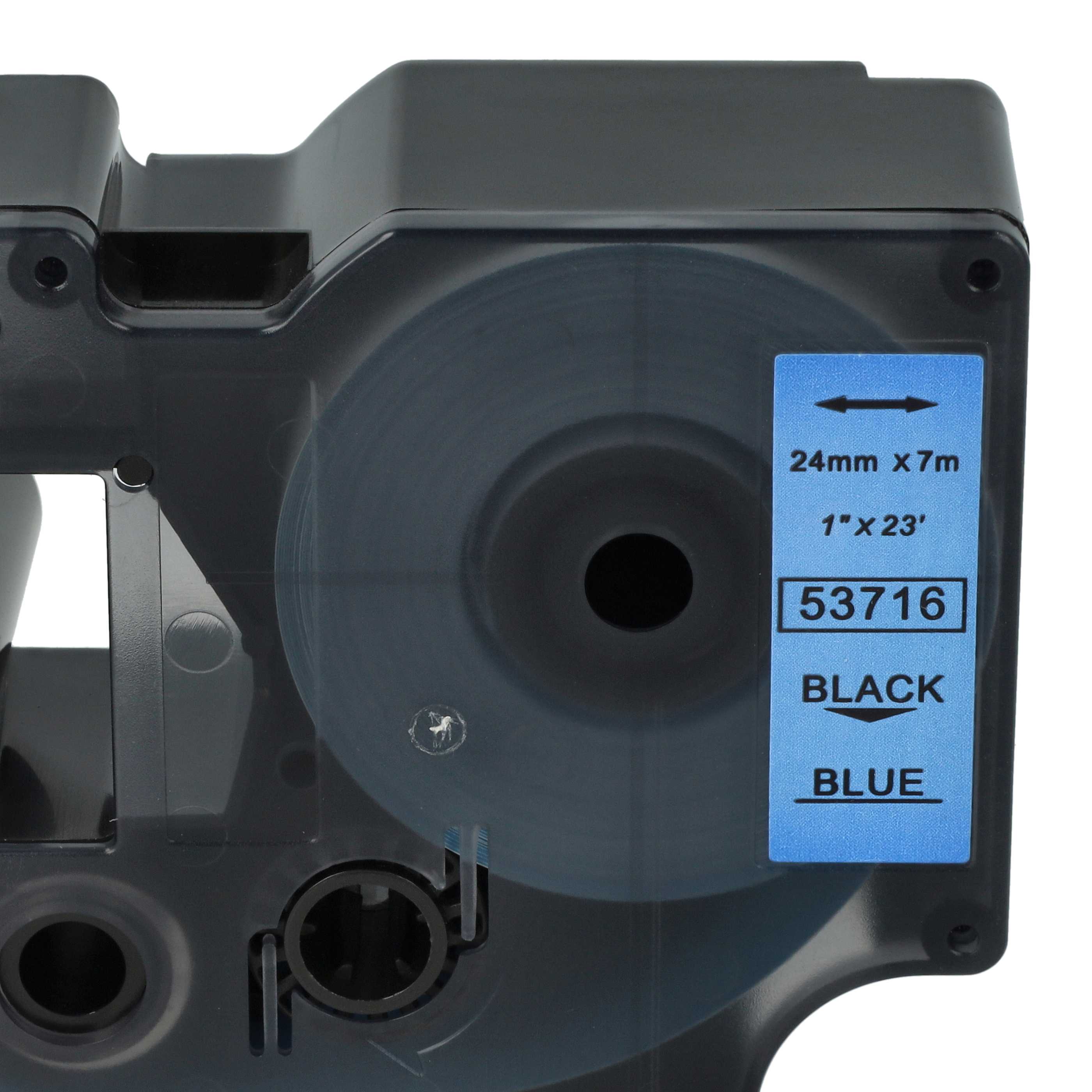 Label Tape replaces Dymo 53716, D1 - 24 mm Black to Blue