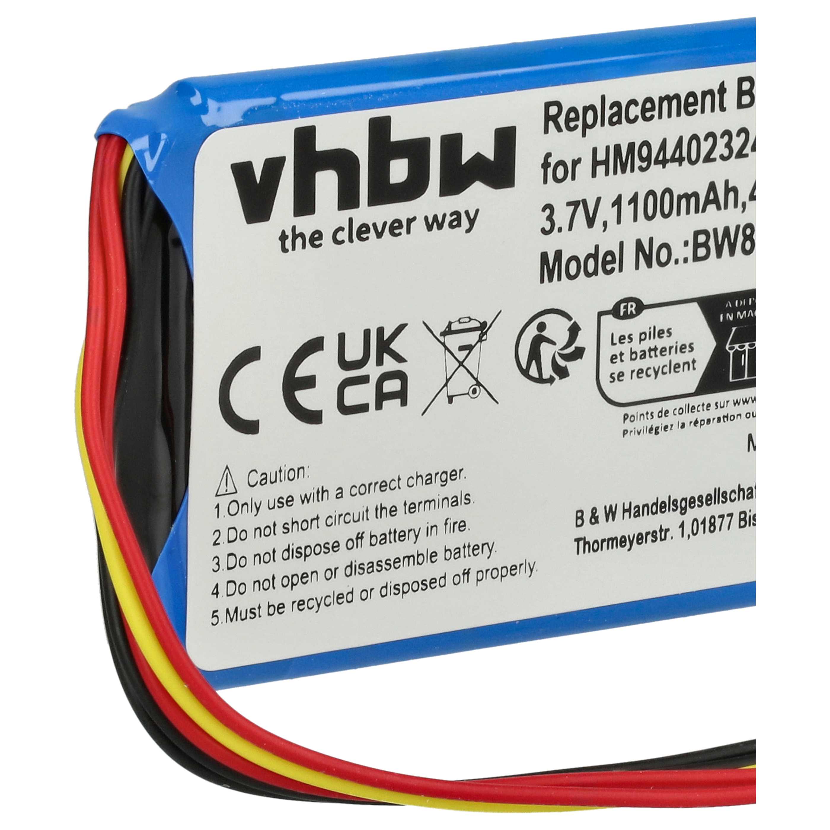 Akumulator do nawigacji GPS zamiennik TomTom VF1A, HM9440232488, AHL03711012 - 1100 mAh 3,7 V Li-Ion