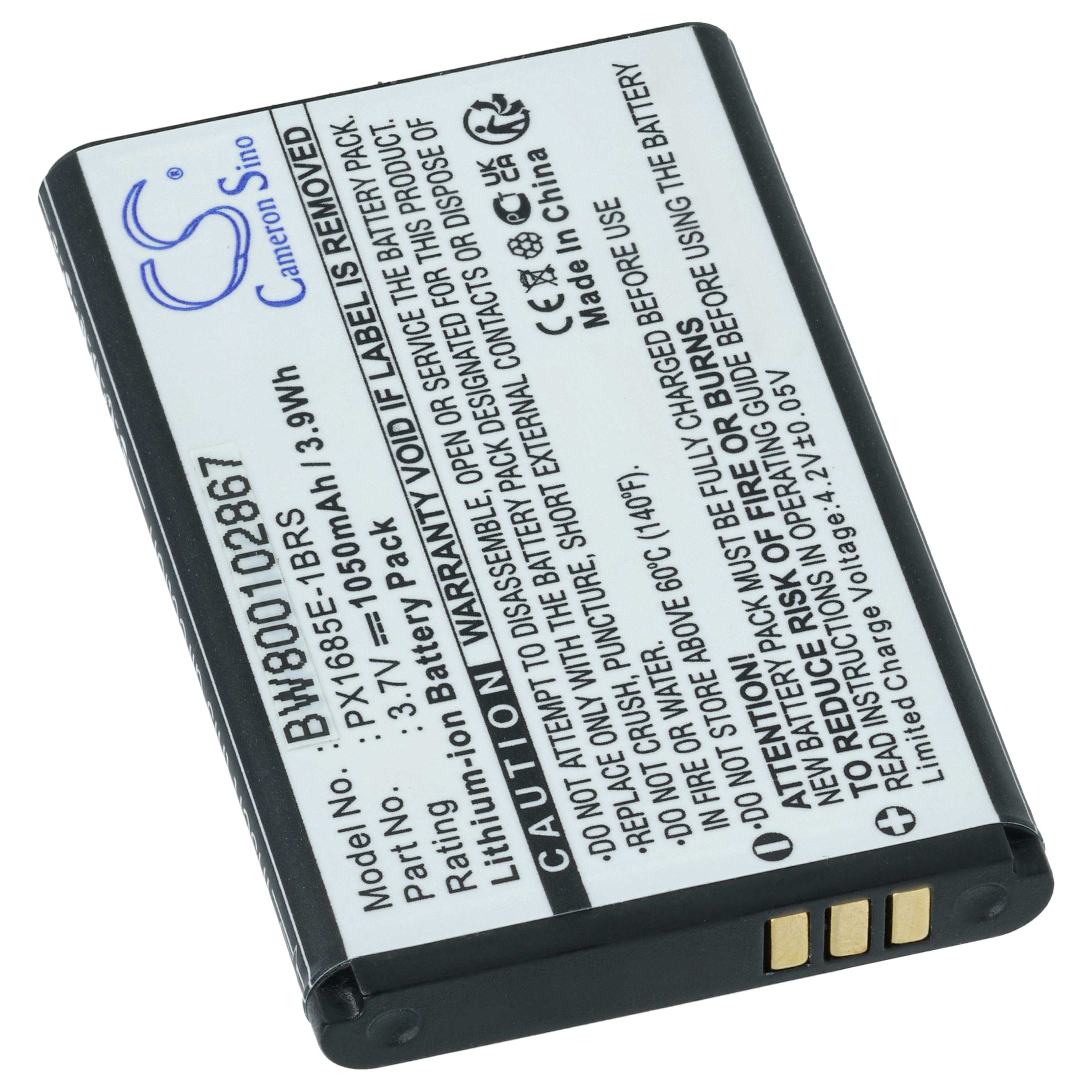 Videocamera Battery replaces Toshiba 084-07042L-009, PX1685E-1BRS, PX1685E, PX1685 - 1000 mAh 3.7 V Li-Ion