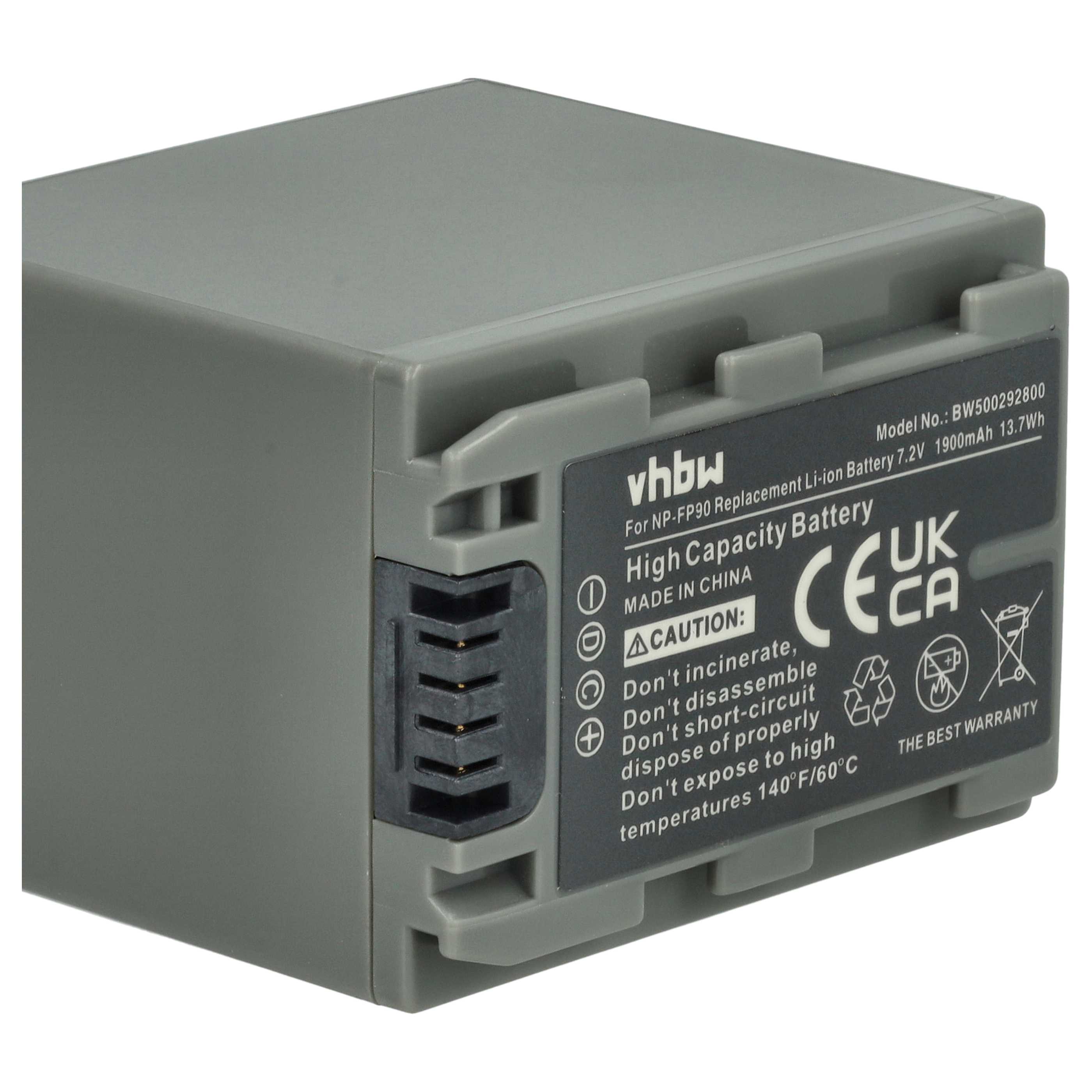 Batteria per videocamera sostituisce Sony NP-FP60, NP-FP51, NP-FP50, NP-FP30, NP-FP70 - 1900mAh 7,2V Li-Ion