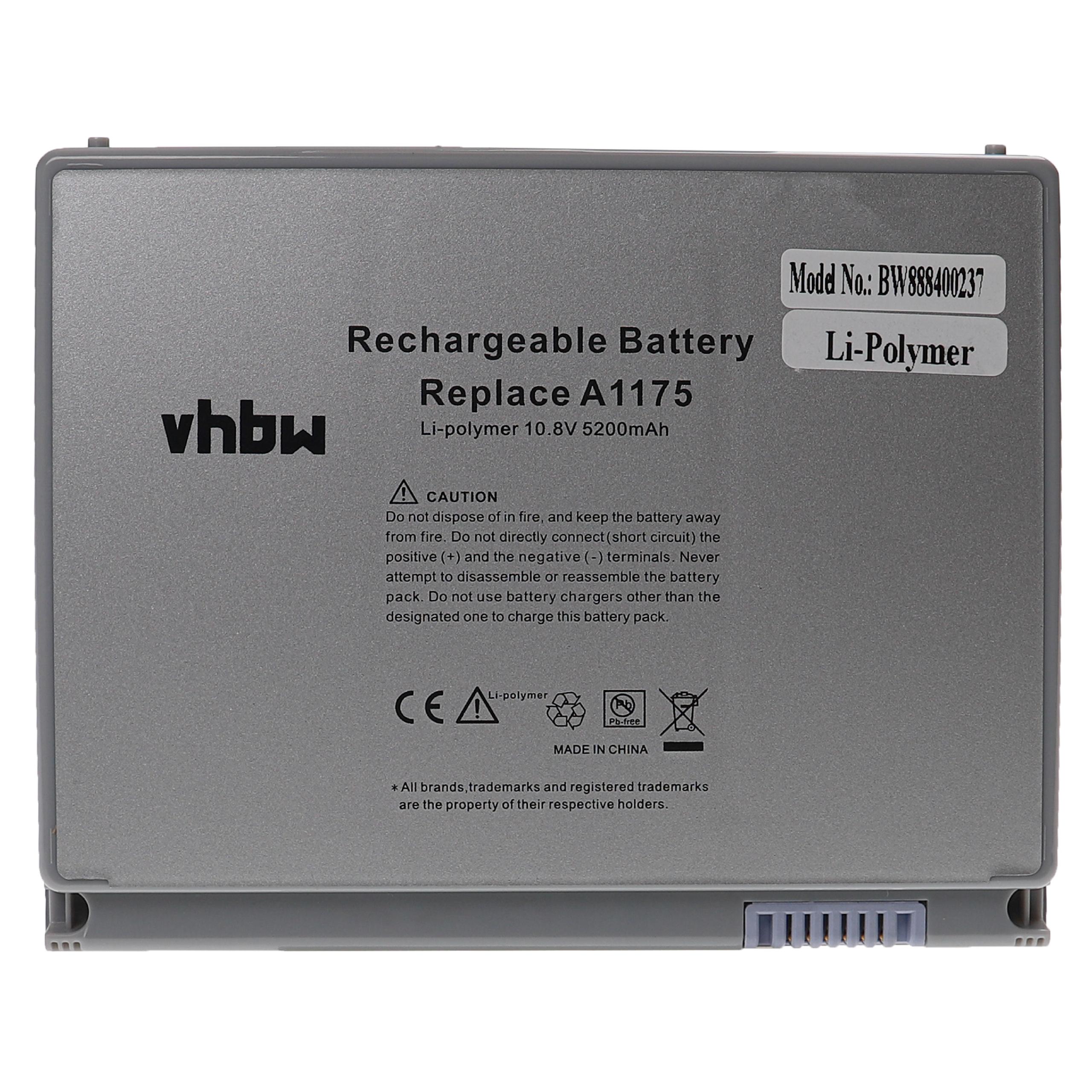 Notebook Battery Replacement for Apple A1175, MA348, MA348/A, MA348G/A, MA348J/A - 5200mAh 10.8V Li-polymer