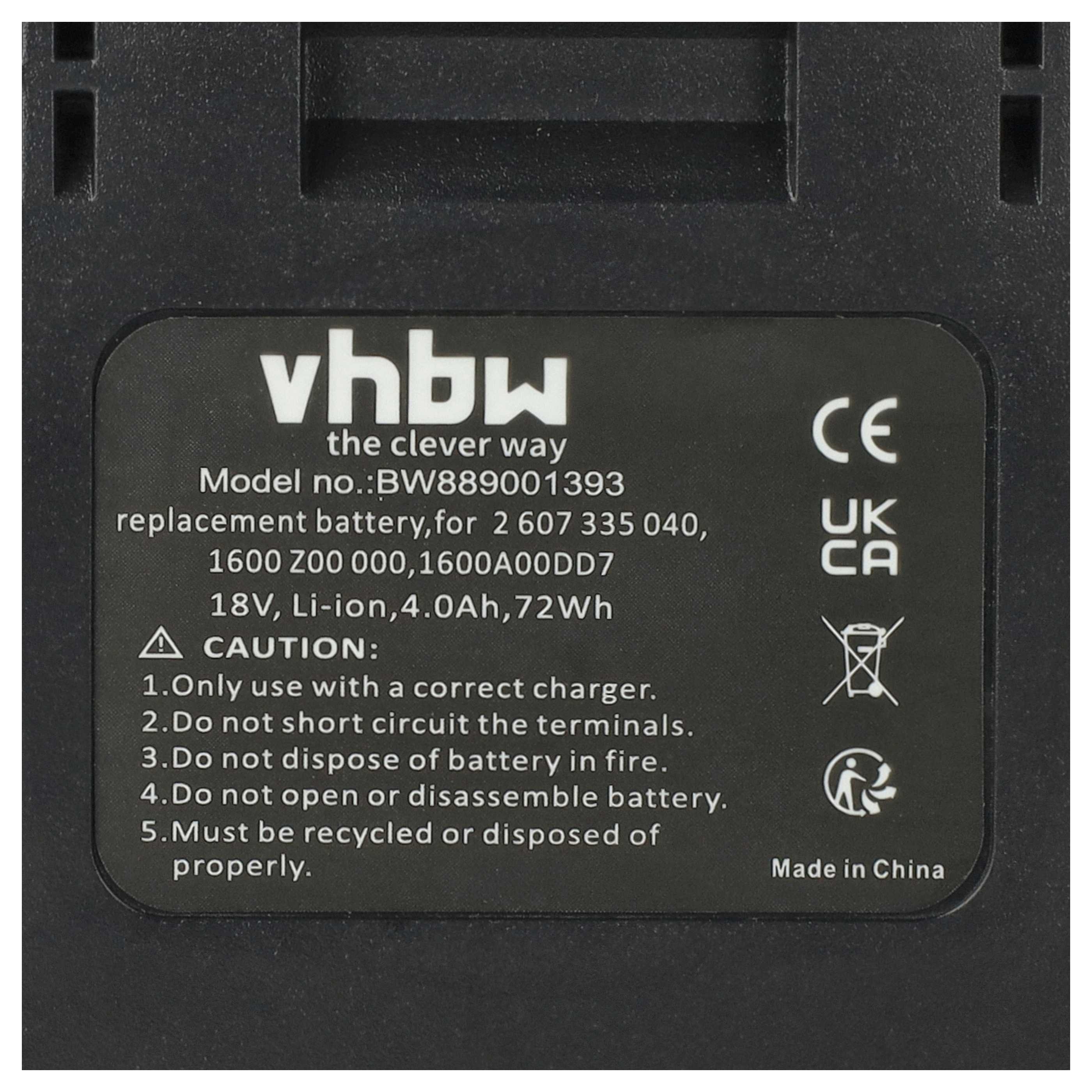 2x Battery replaces Bosch 1 600 Z00 000, 1 600 A00 DD7 Electric Power Tool - 4000 mAh, 18 V, Li-Ion
