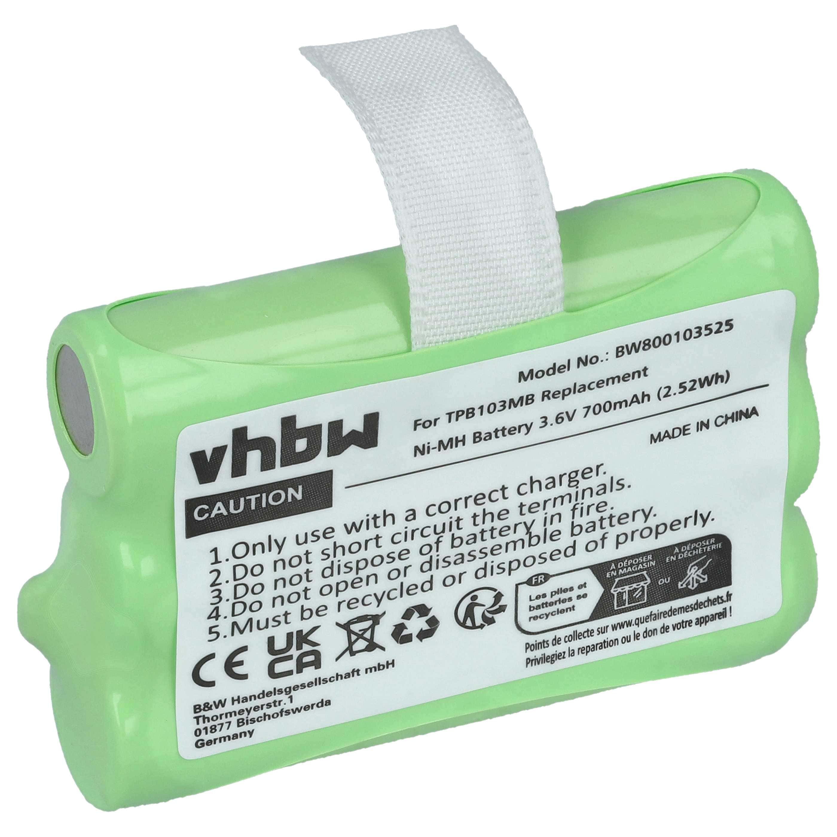 Baby Monitor Battery replaces TPB103MB - 700 mAh 3.6 V NiMH