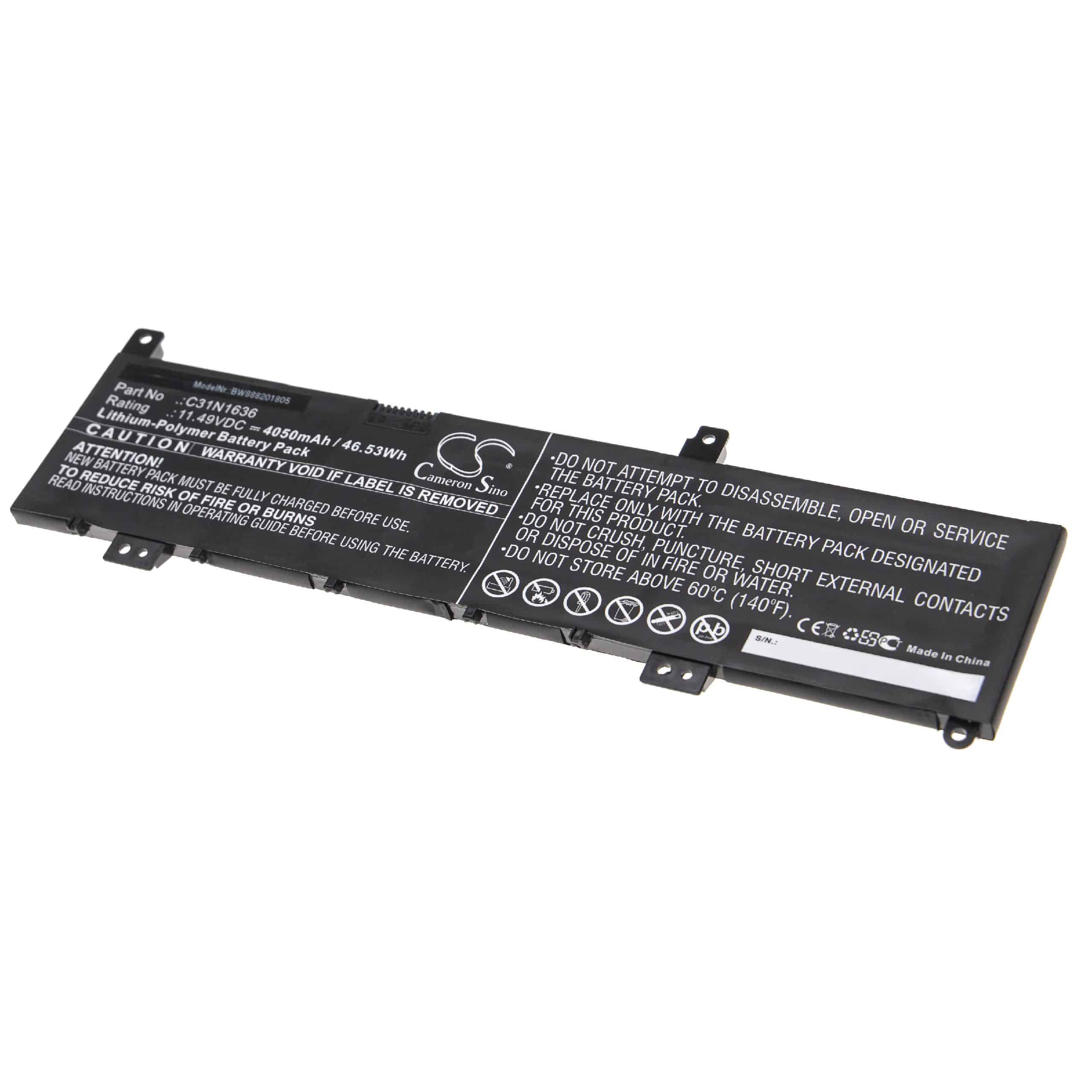 Batterie remplace Asus 0B200-02580100, 0B200-02580000 pour ordinateur portable - 4050mAh 11,49V Li-polymère
