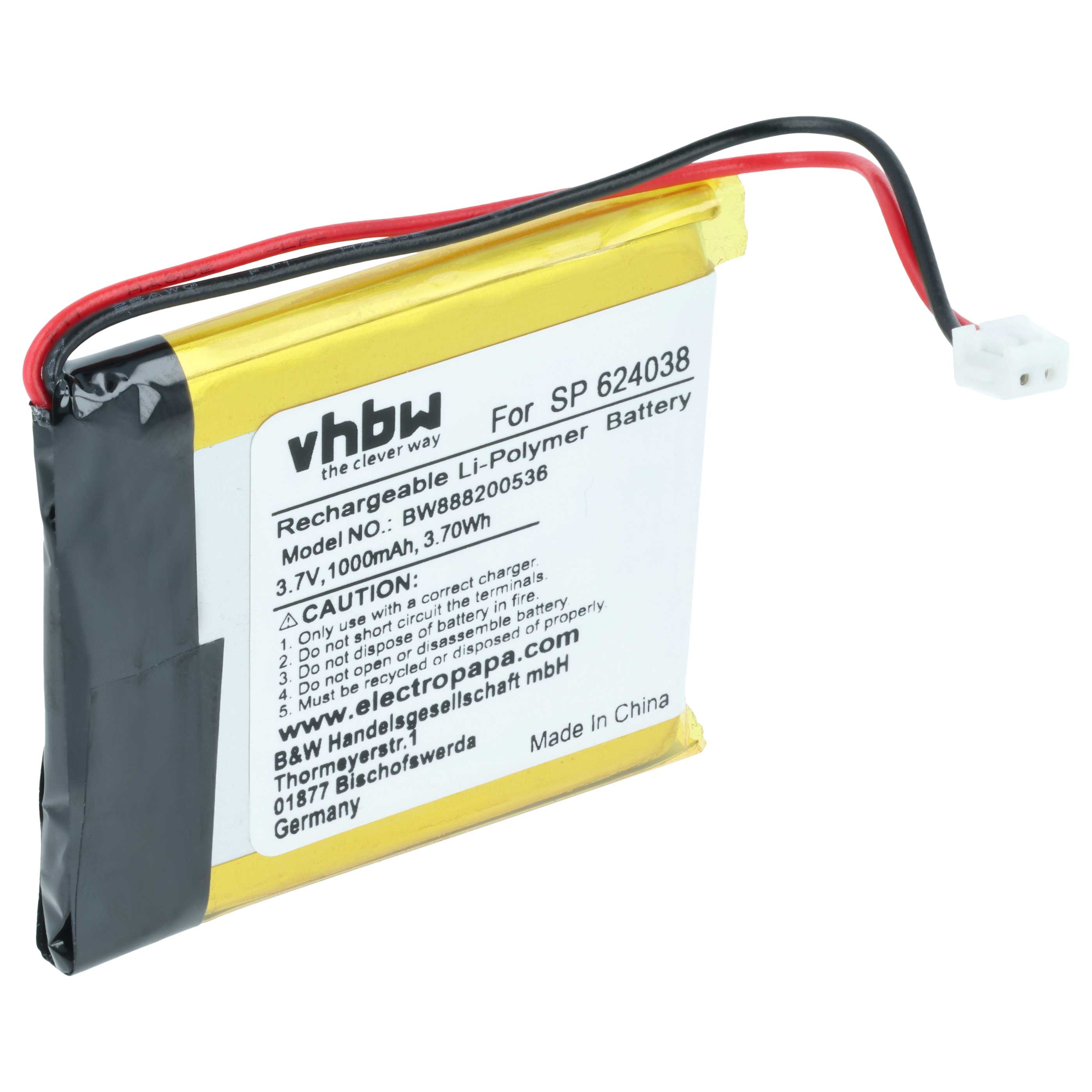 Batteria sostituisce Sony SM-03, LIS1662HNPC, 1588-0911 per auricolari cuffie - 1000mAh 3,7V Li-Poly