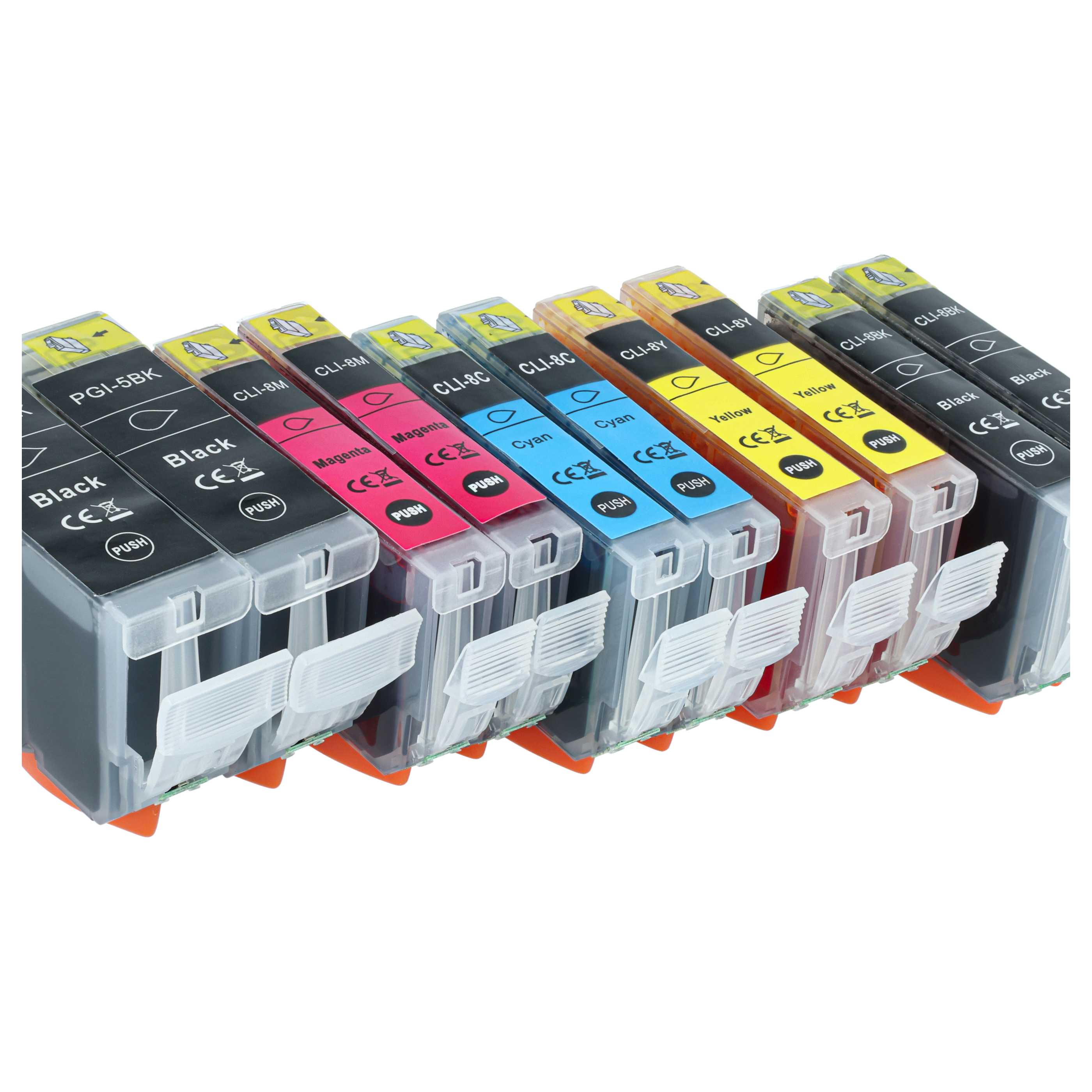 10x Ink Cartridges replaces Canon CLI-8M, CLI-8C, CLI-8BK, CLI-8Y IP3300 Printer - B/C/M/Y + photo black