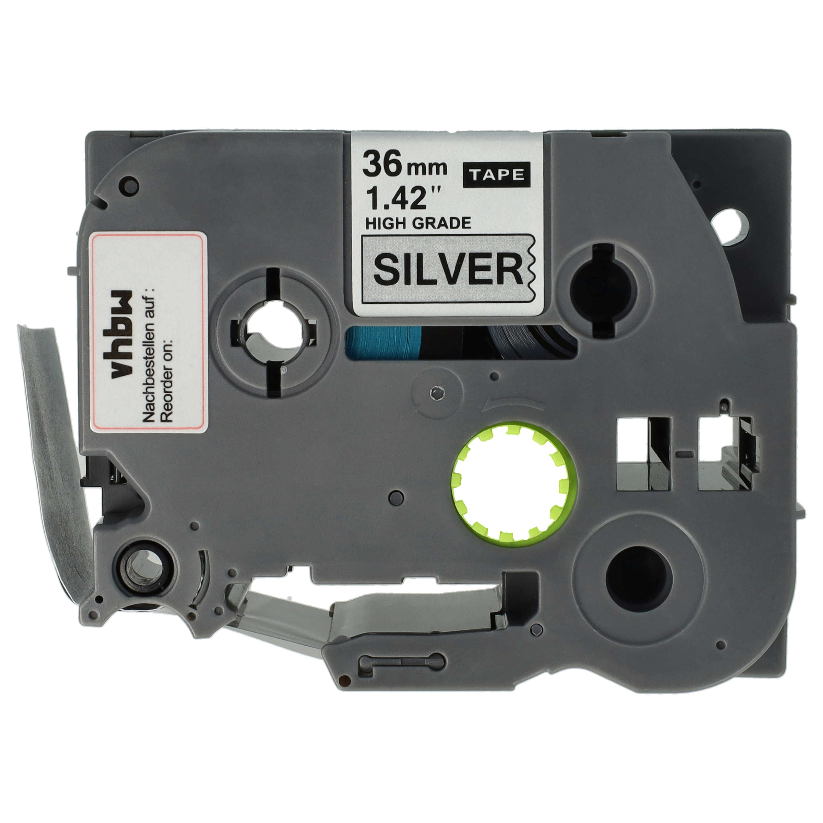 Label Tape as Replacement for Brother HGES961, AHe-S961, HGE-S961 - 36 mm Black to Silver, Extra Stark
