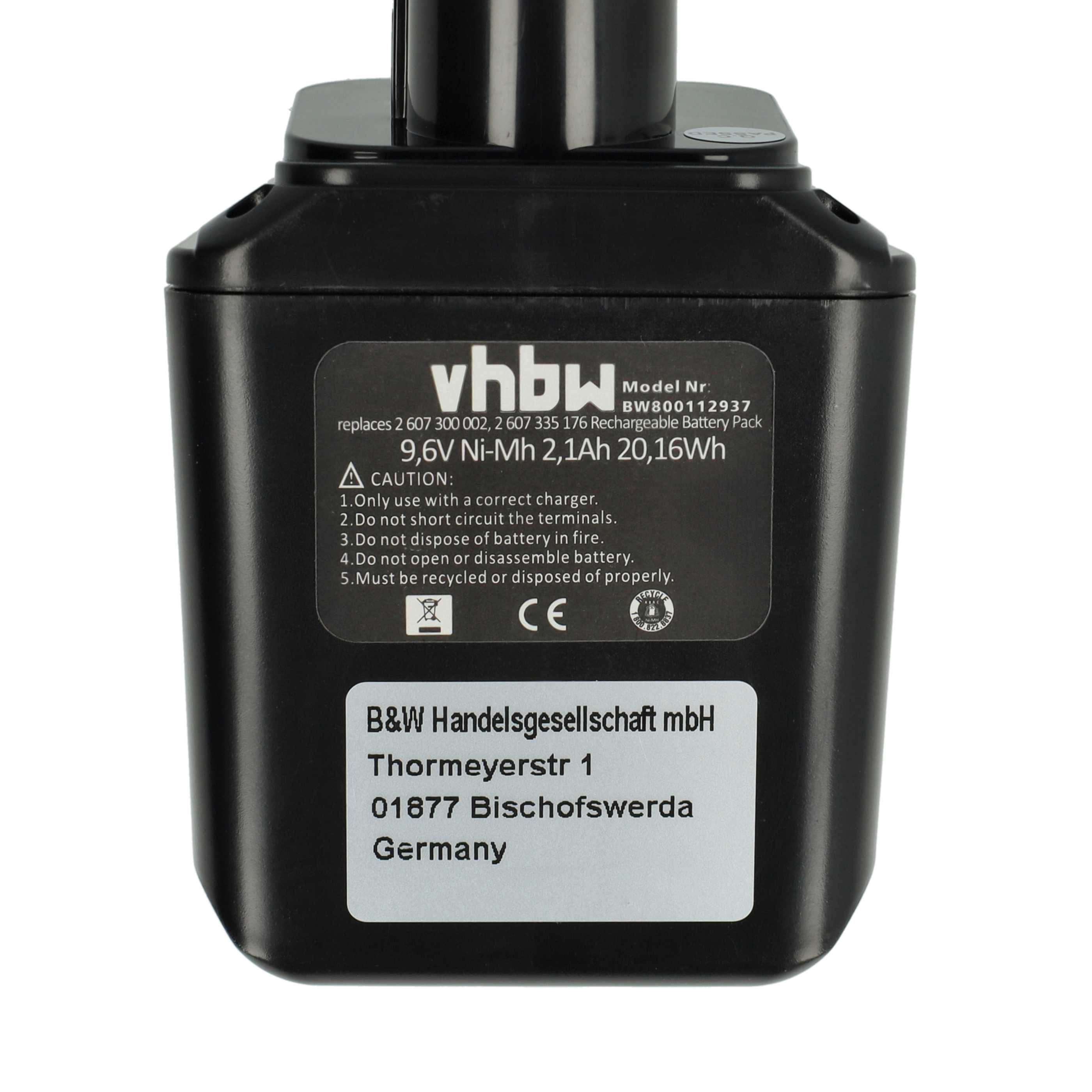 2x Battery replaces Bosch 2607335012, 2607300002, 26073000002 Electric Power Tool - 2100 mAh, 9.6 V, NiMH