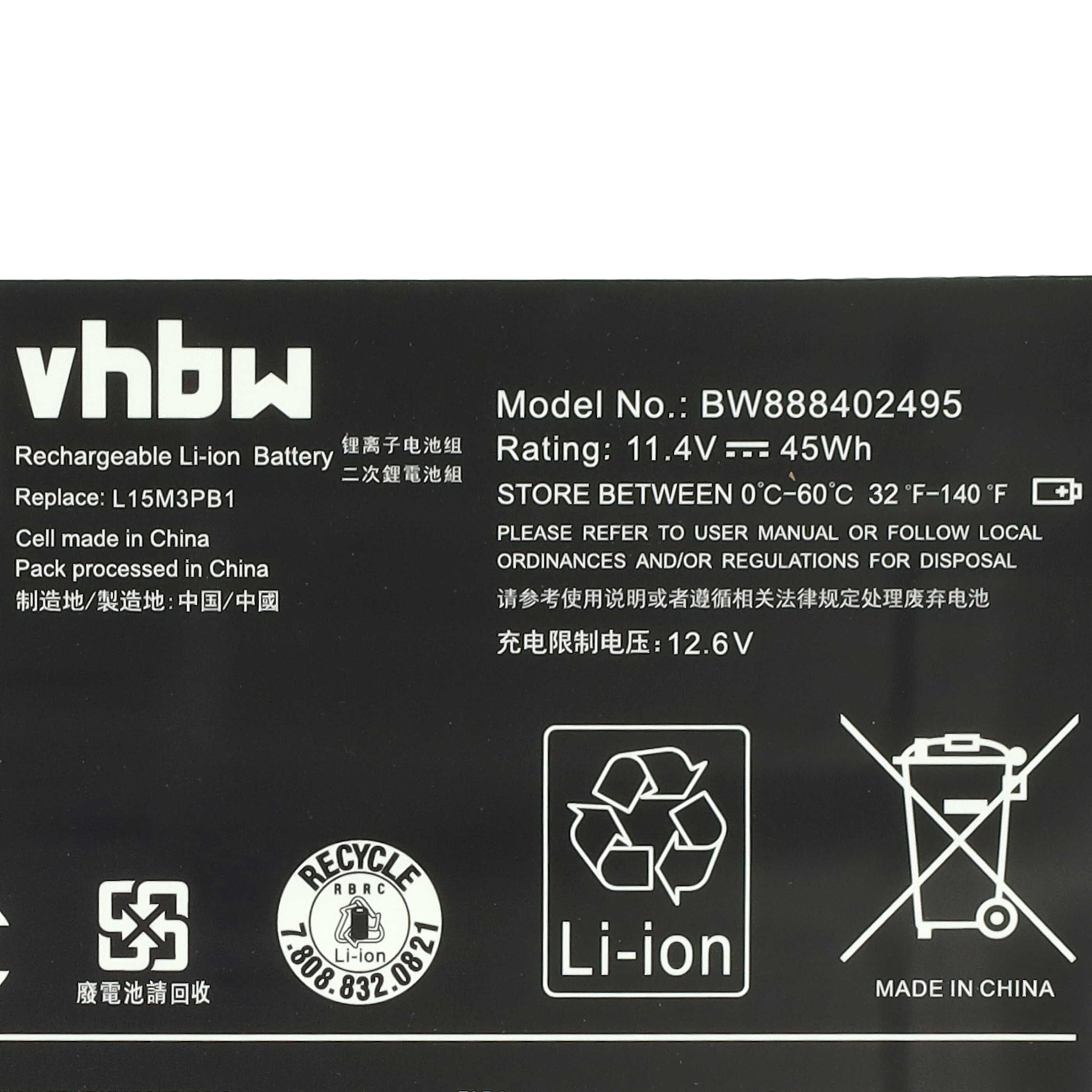 Notebook-Akku als Ersatz für Lenovo 5B10W67247, 5B10K88049, 5B10K88048, 5B10K88047 - 3900mAh 11,4V Li-Polymer