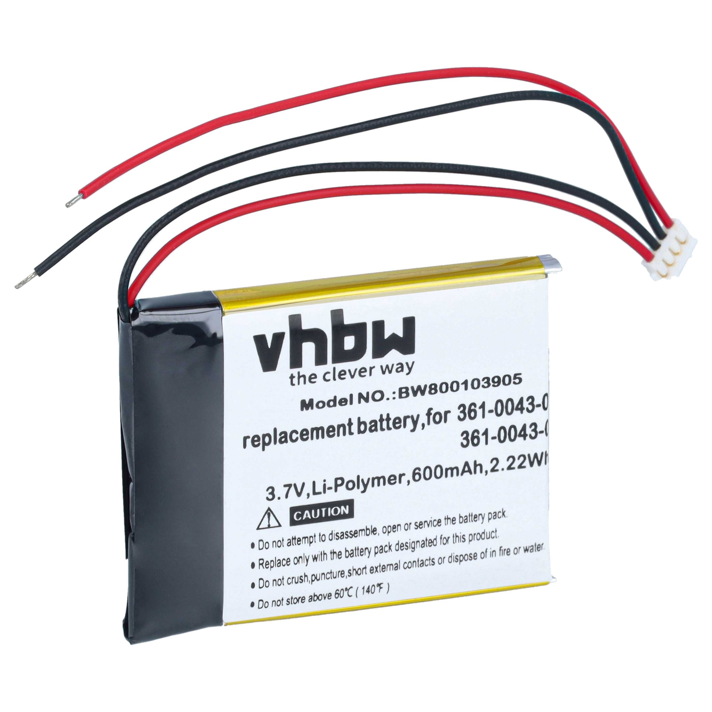 GPS Navigation-Akku als Ersatz für Garmin 361-00043-00, 361-0043-00, 361-00043-01 - 600mAh 3,7V Li-Ion