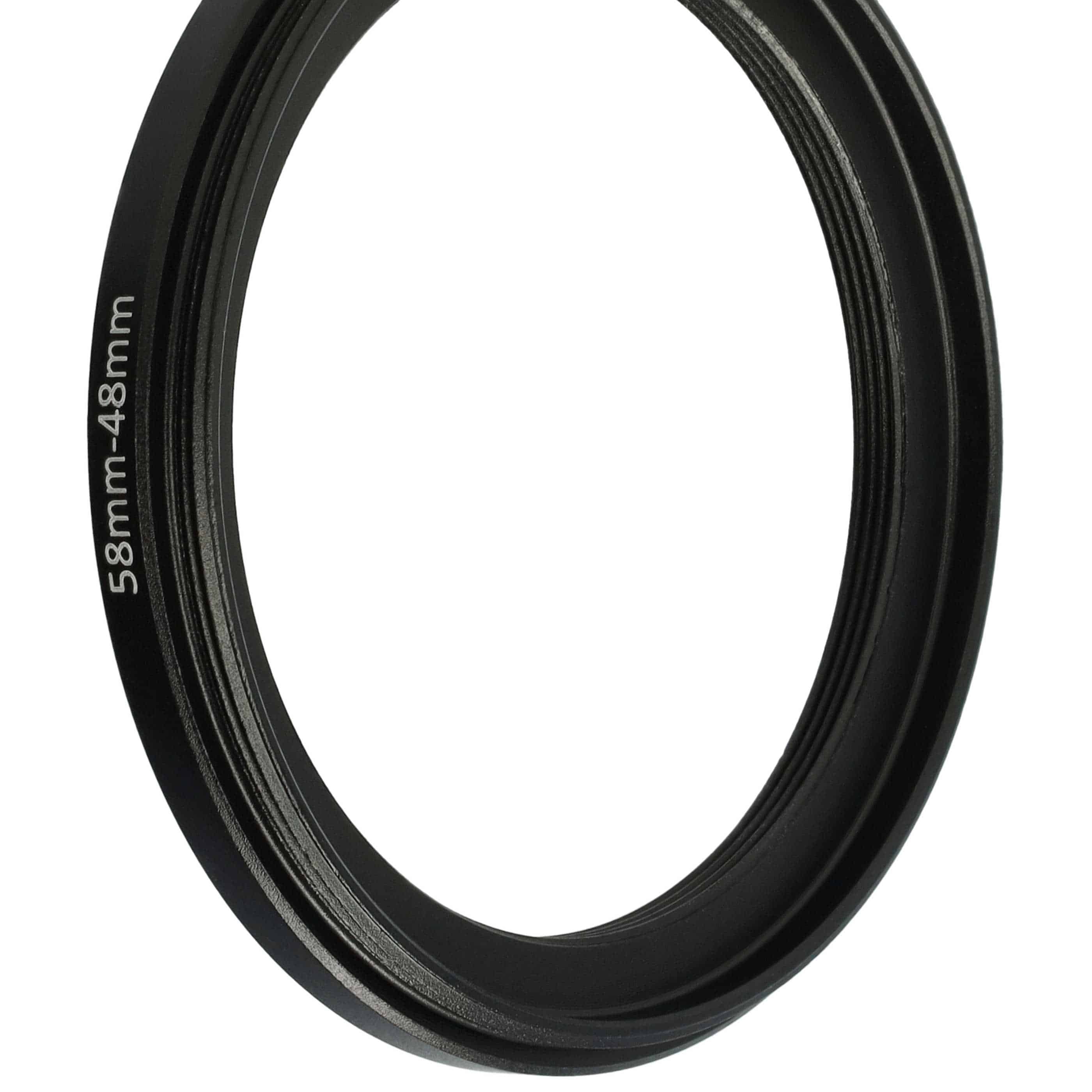 Step-Down-Ring Adapter von 58 mm auf 48 mm passend für Kamera Objektiv - Filteradapter, Metall, schwarz