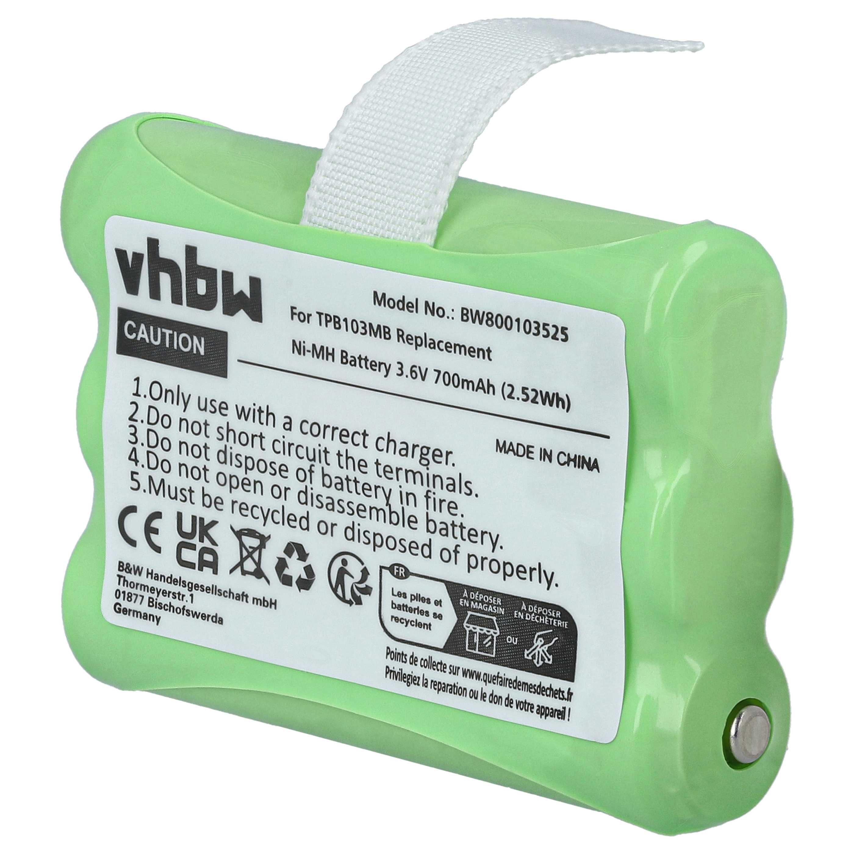 Baby Monitor Battery replaces TPB103MB - 700 mAh 3.6 V NiMH