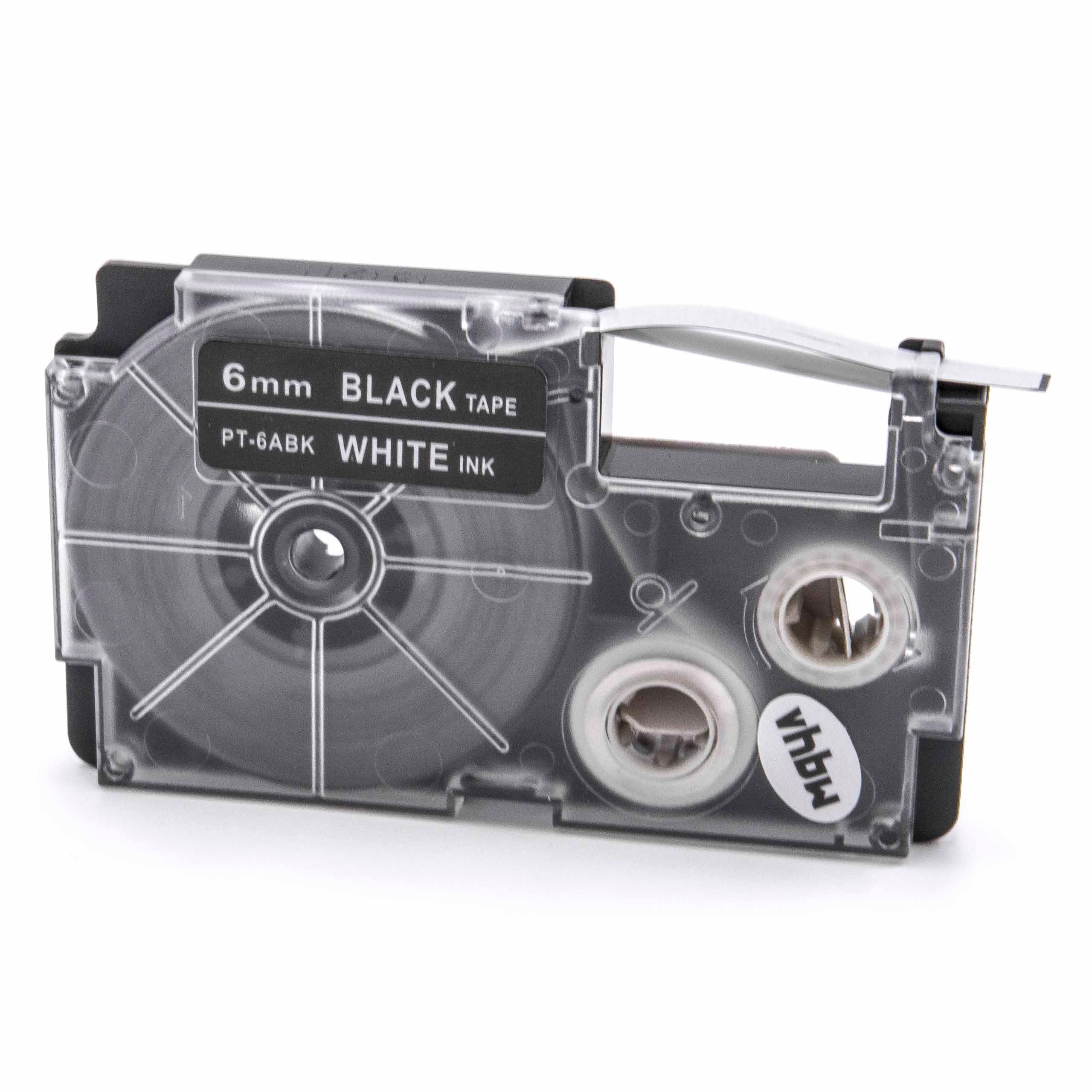 Cassetta nastro sostituisce Casio XR-6ABK per etichettatrice Casio 6mm bianco su nero
