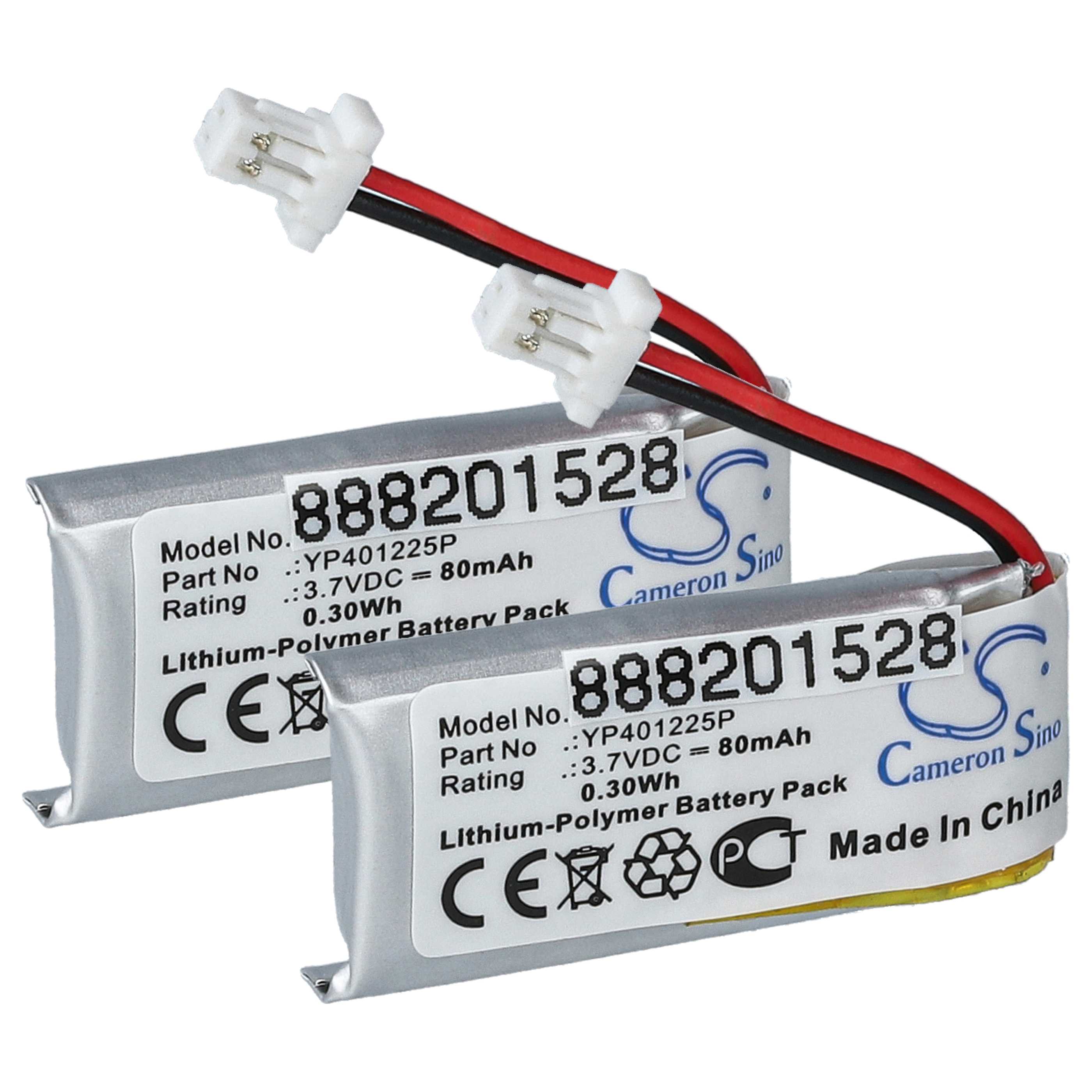 2x Akumulator do słuchawek bezprzewodowych zamiennik Sena YP401225P - 80 mAh 3,7 V LiPo