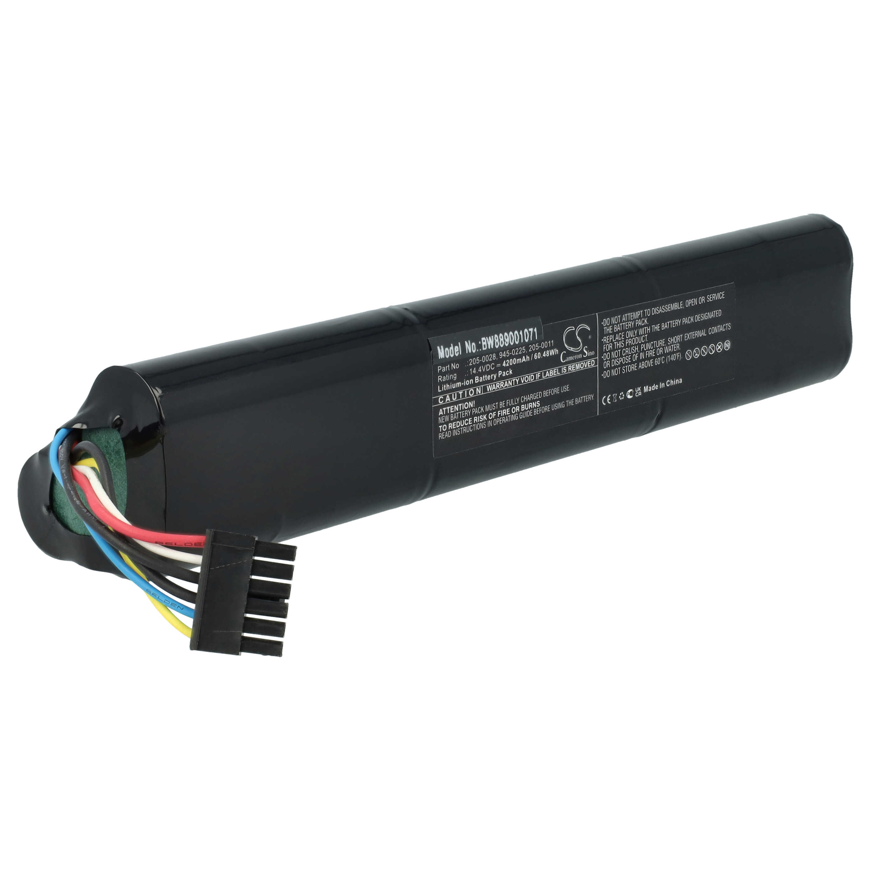 Battery replaces Neato 810841012076, 205-0011, 205-0013, 4INR19/65-2, 945-0225 for Neato 4200mAh, 14.4V, Li-Ion