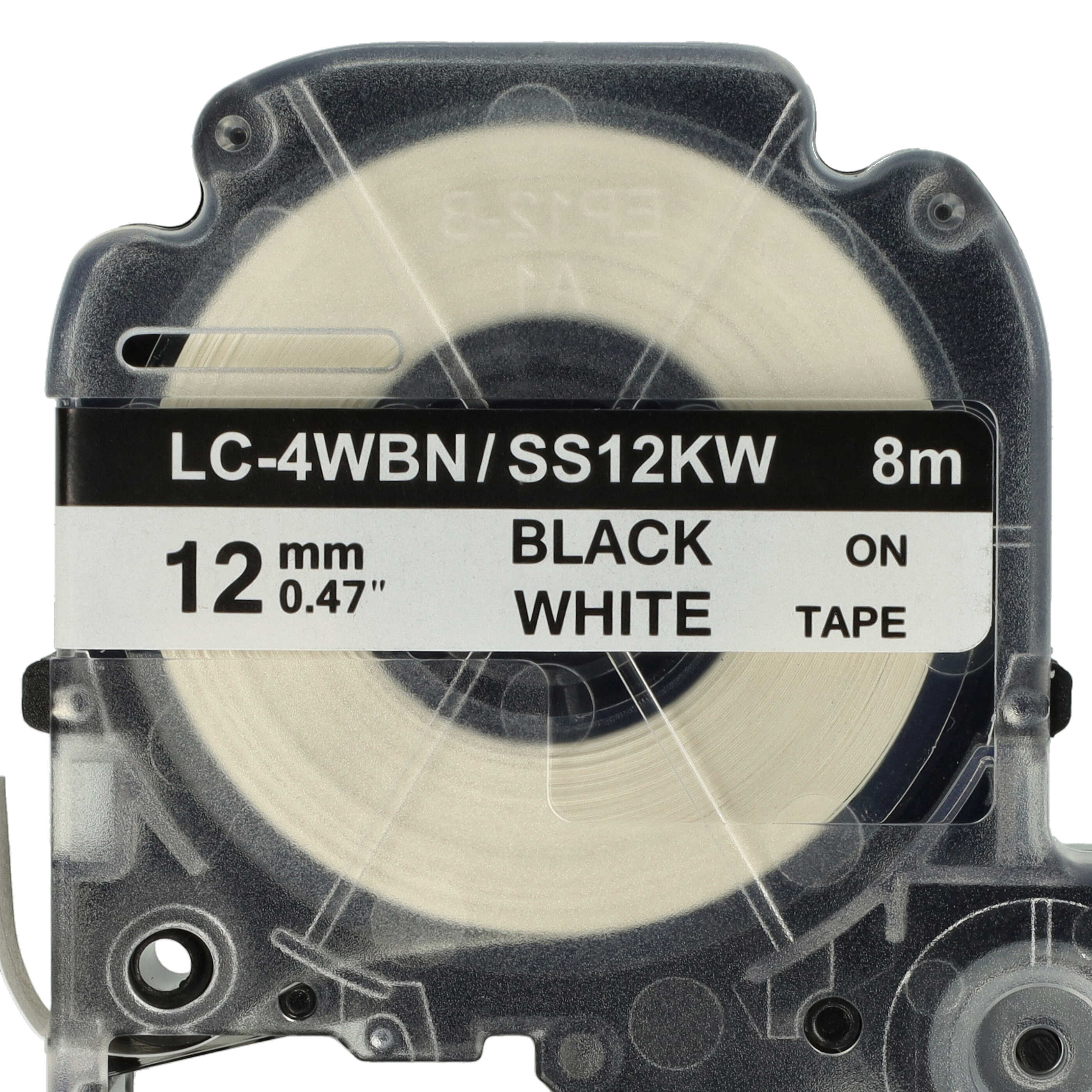 5x Label Tape as Replacement for Epson SS12KW, LC-4WBN - 12 mm Black to White