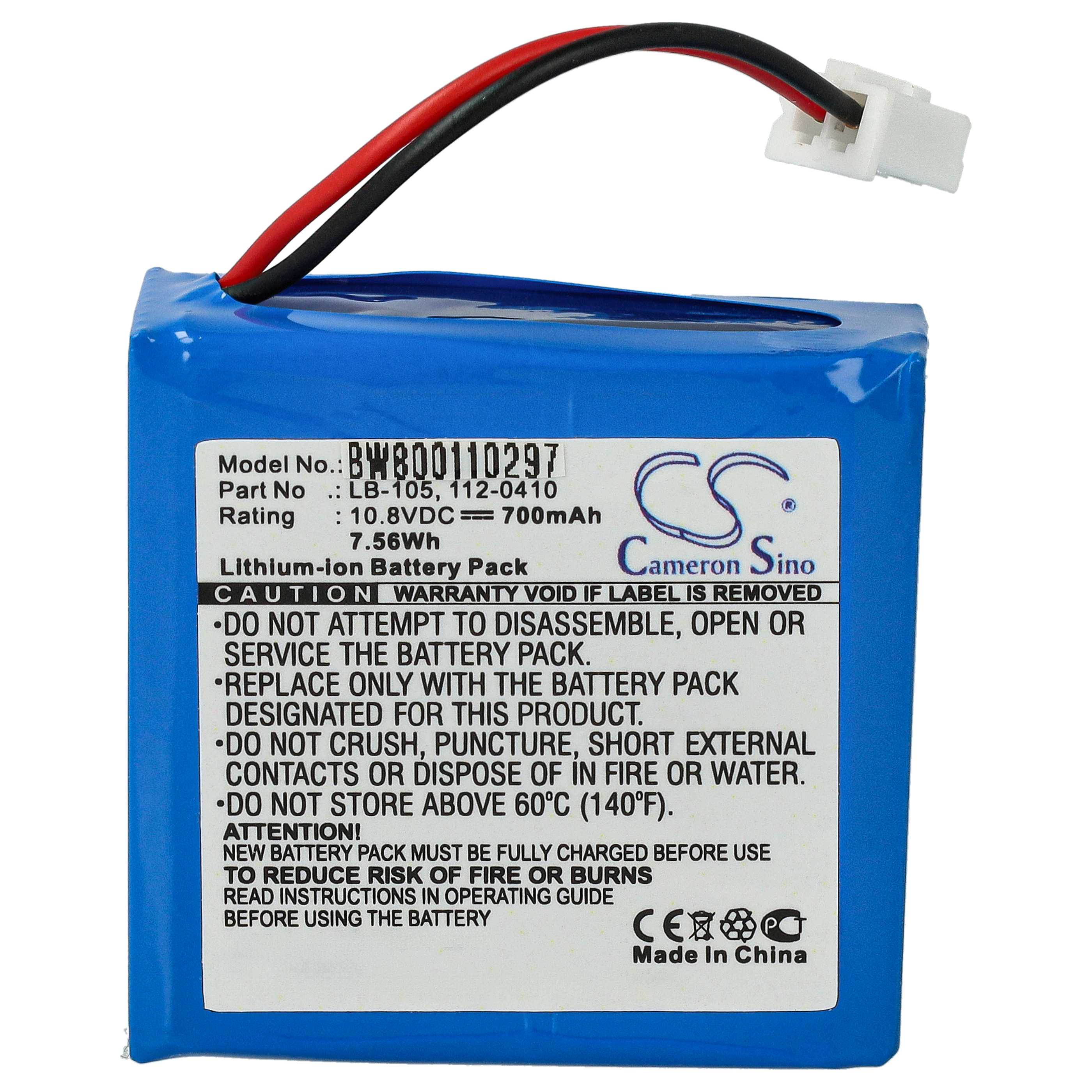 Batería reemplaza SafeScan LB-105, 112-0410 para escáner código de barras (700 mAh, 10,8 V, Li-Ion)