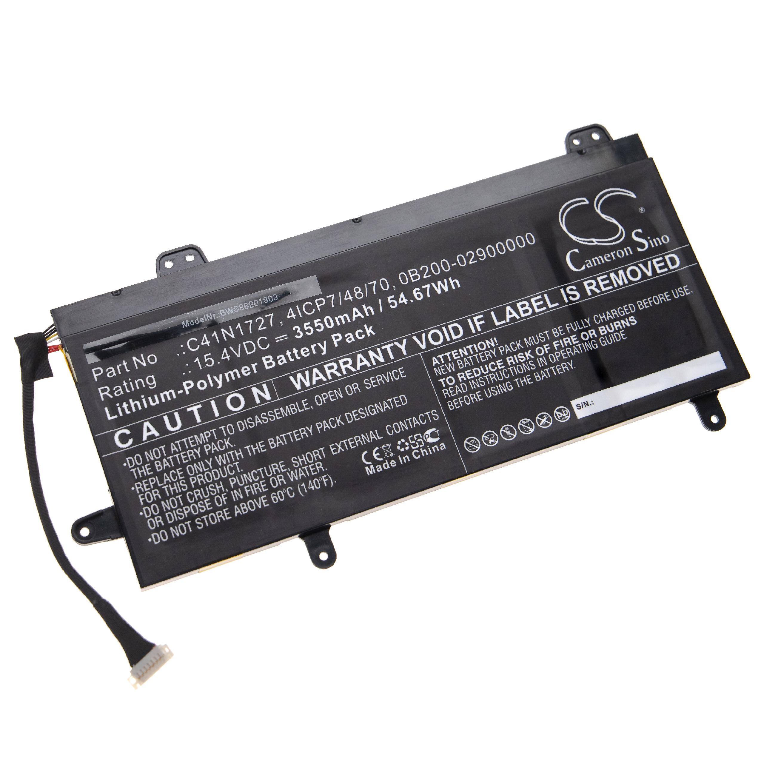 Batería reemplaza Asus C41N1727, 4ICP7/48/70, 0B200-02900000 para notebook Asus - 3550 mAh 15,4 V Li-poli