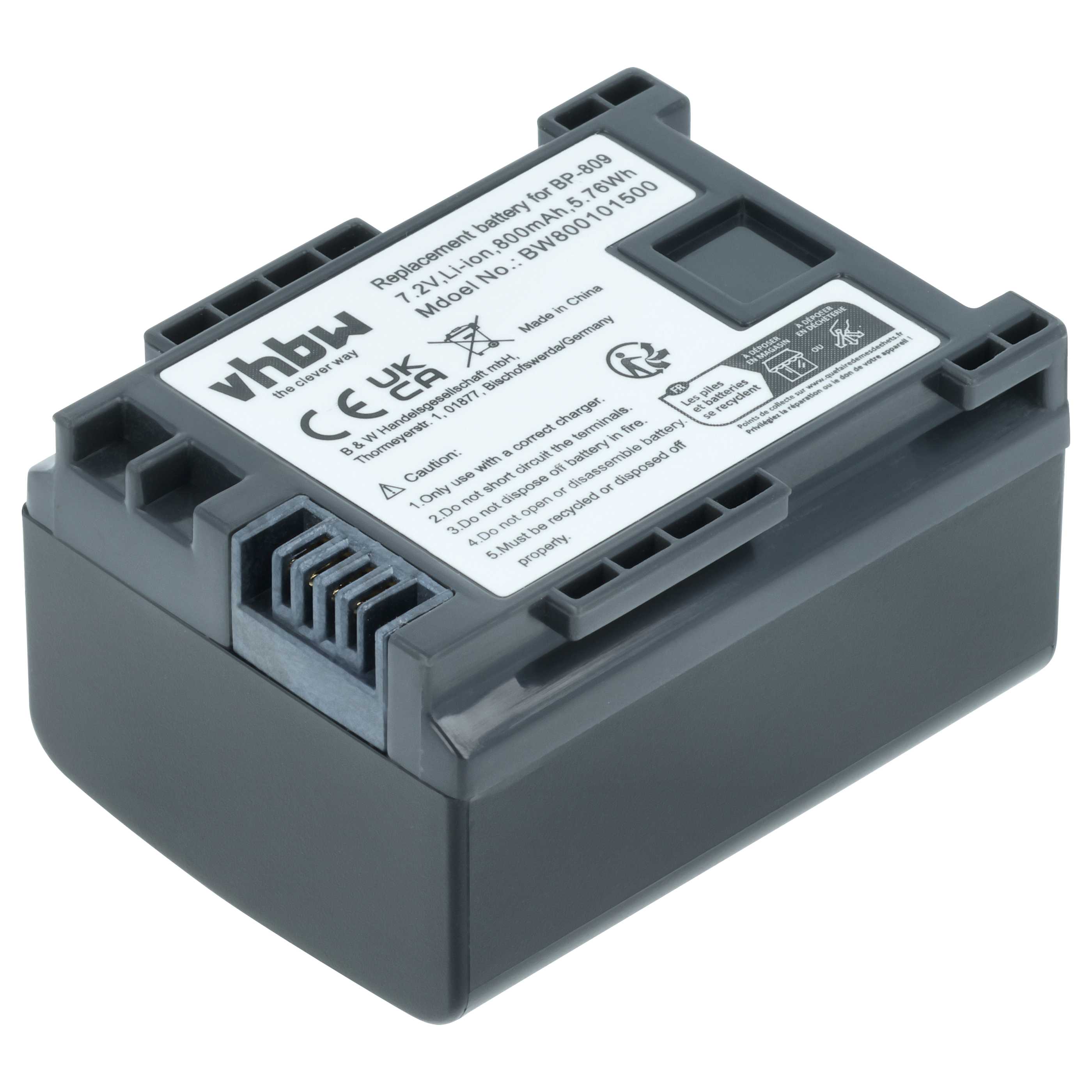 2x Akku für Canon wie BP-809 mit Infochip, 7.2V, 800mAh